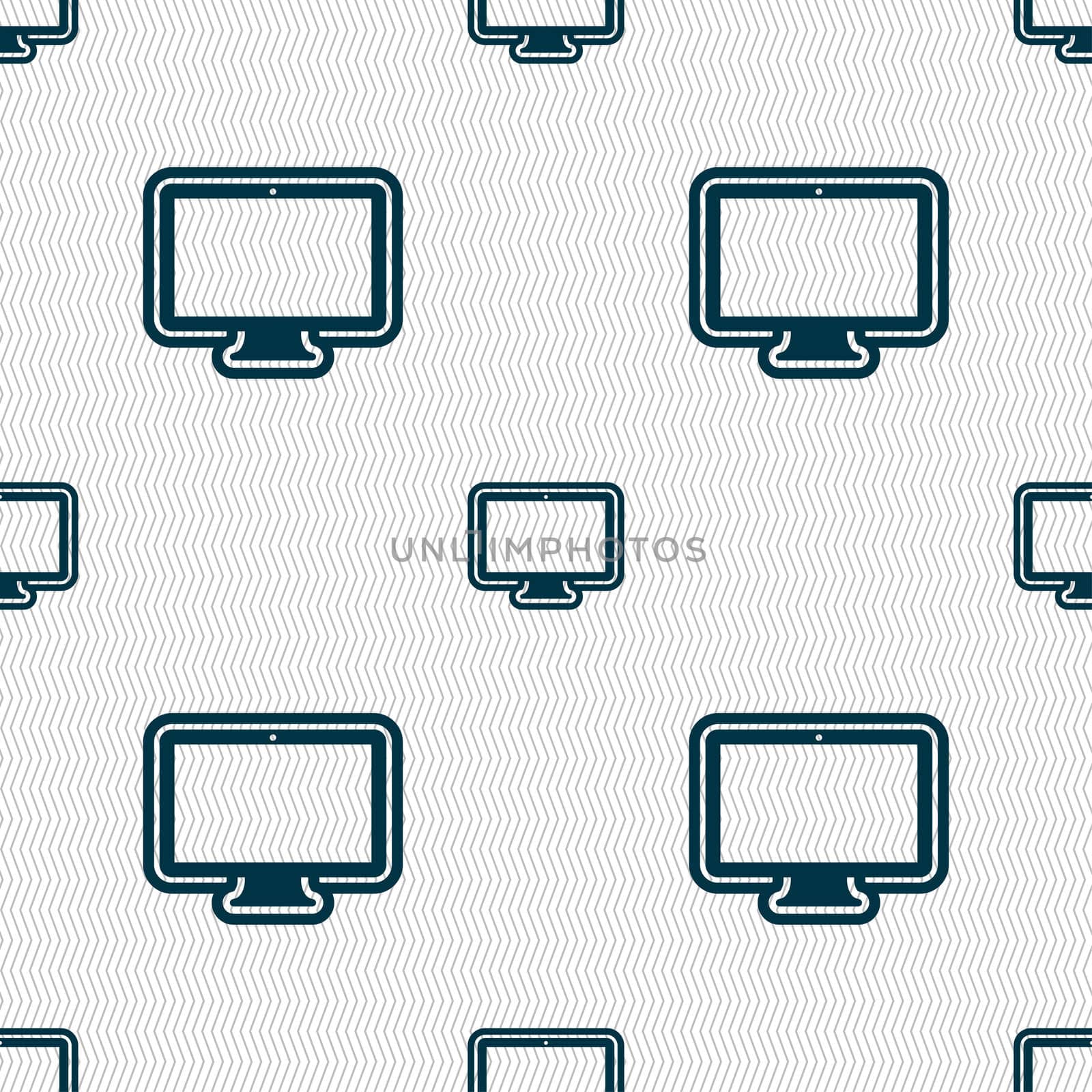 monitor icon sign. Seamless pattern with geometric texture.  by serhii_lohvyniuk