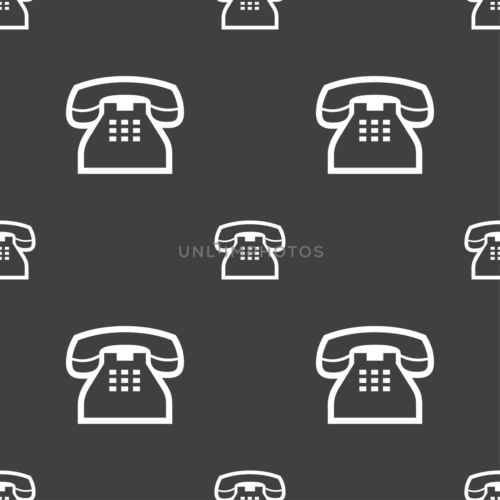 retro telephone handset icon sign. Seamless pattern on a gray background. illustration