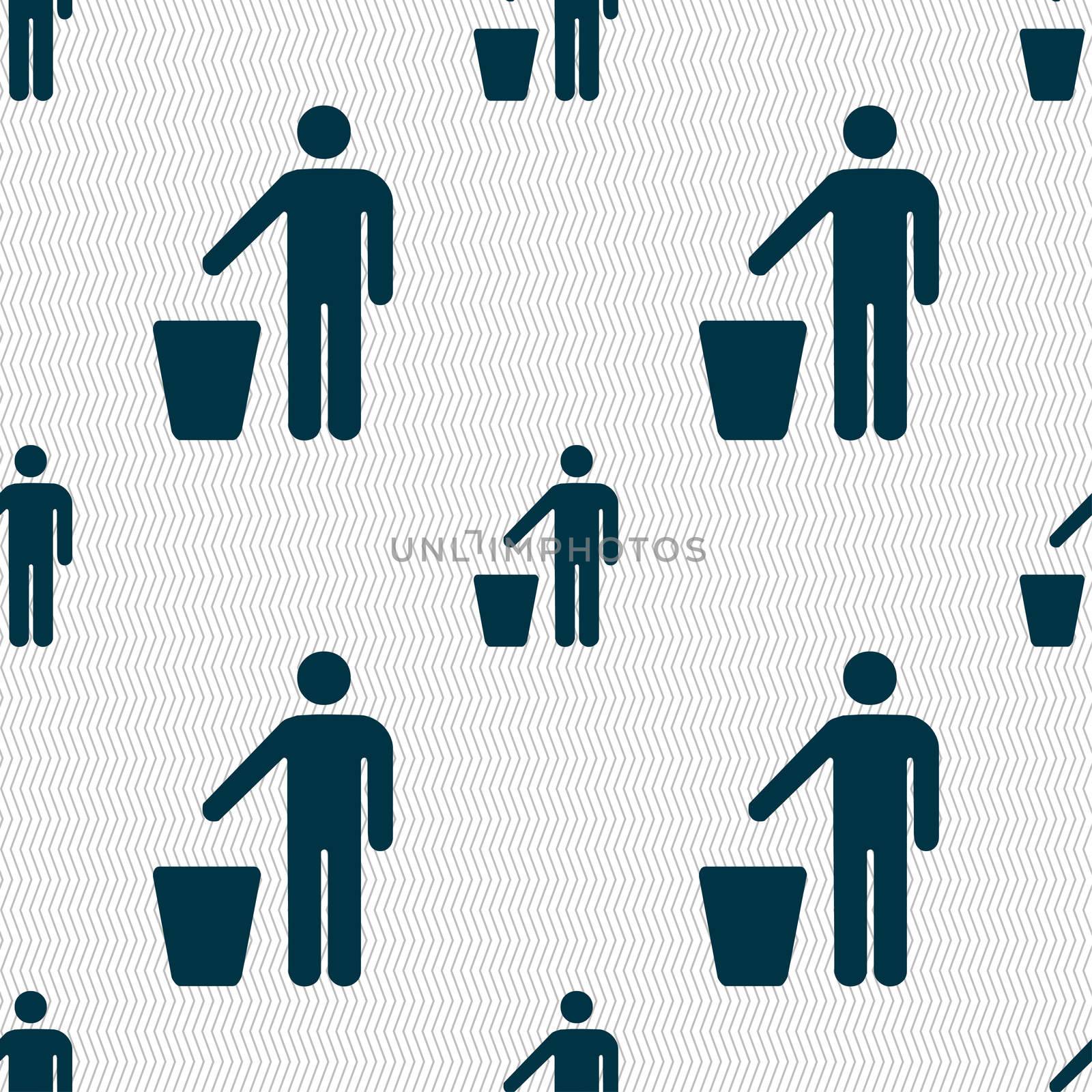 throw away the trash icon sign. Seamless pattern with geometric texture. illustration