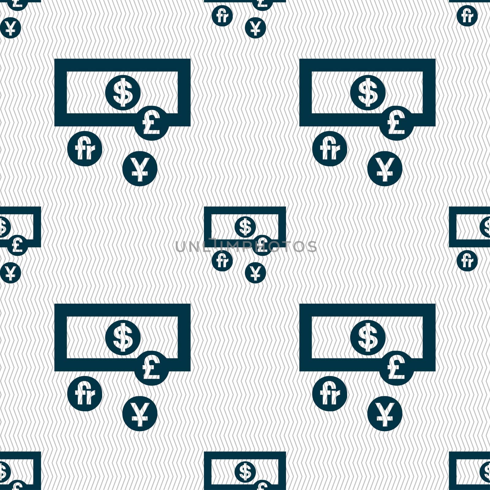 currencies of the world icon sign. Seamless pattern with geometric texture.  by serhii_lohvyniuk