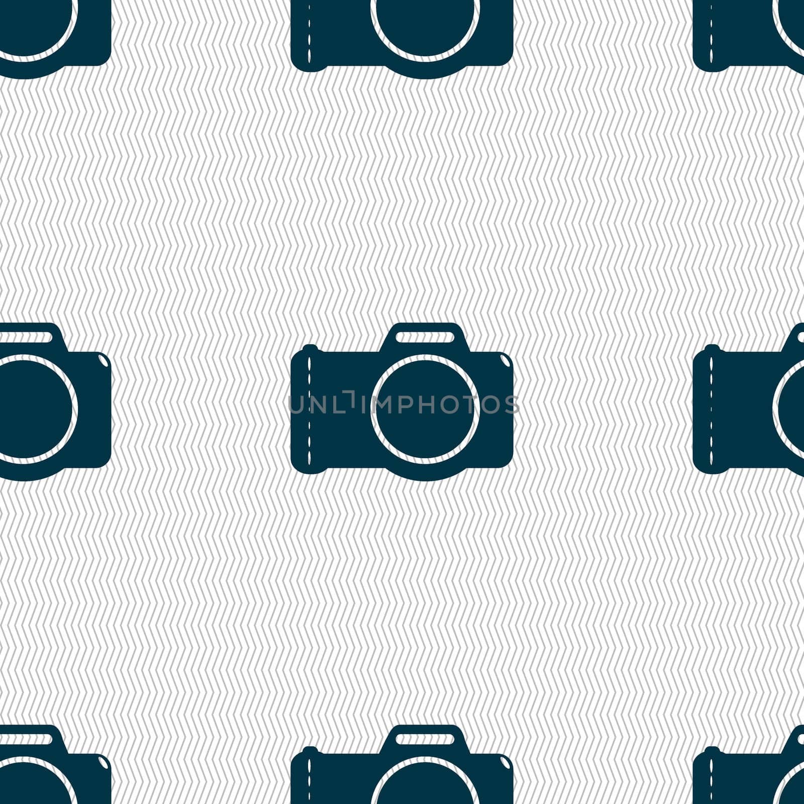 Photo camera sign icon. Digital photo camera symbol. Seamless abstract background with geometric shapes.  by serhii_lohvyniuk