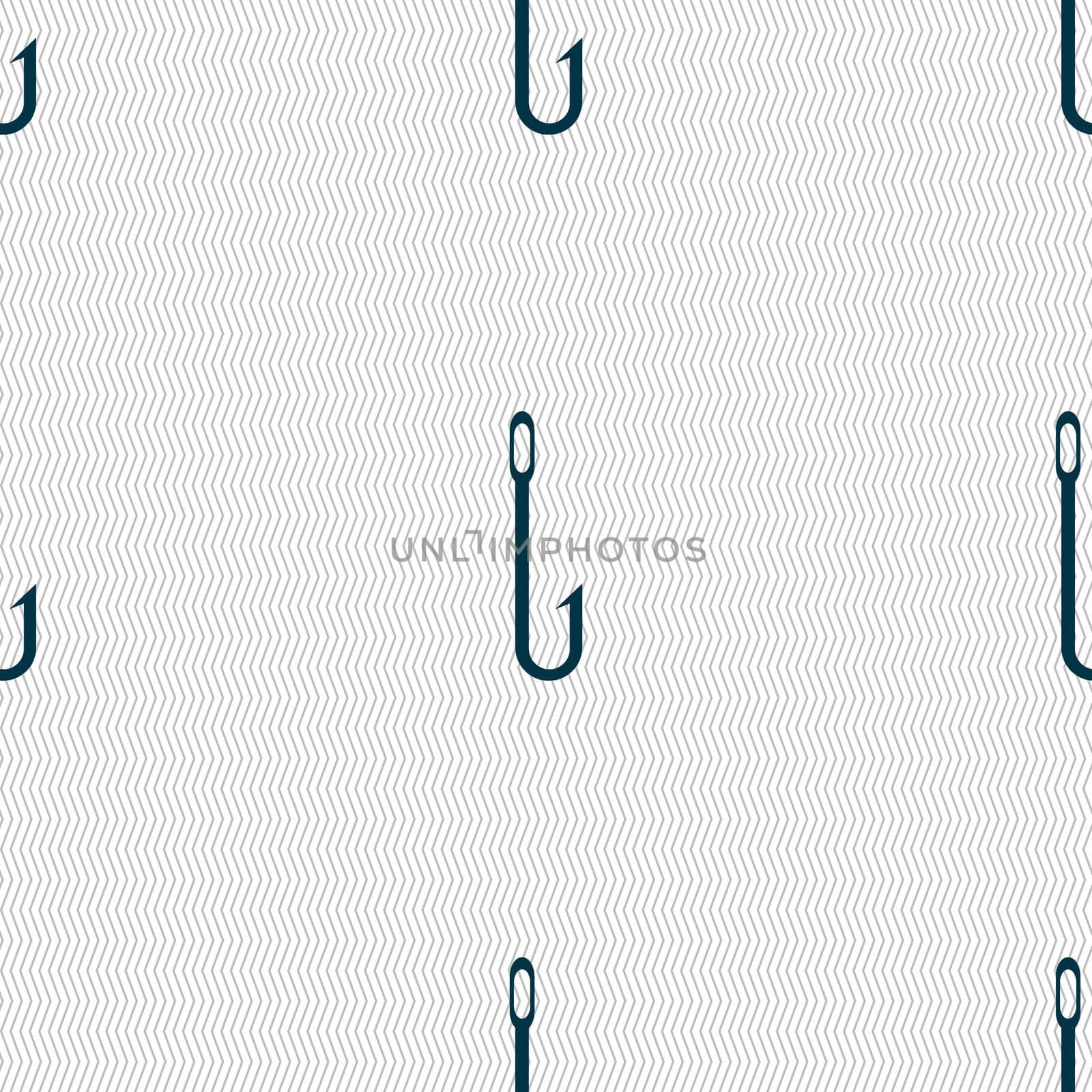 Fishing hook icon sign. Seamless abstract background with geometric shapes. illustration