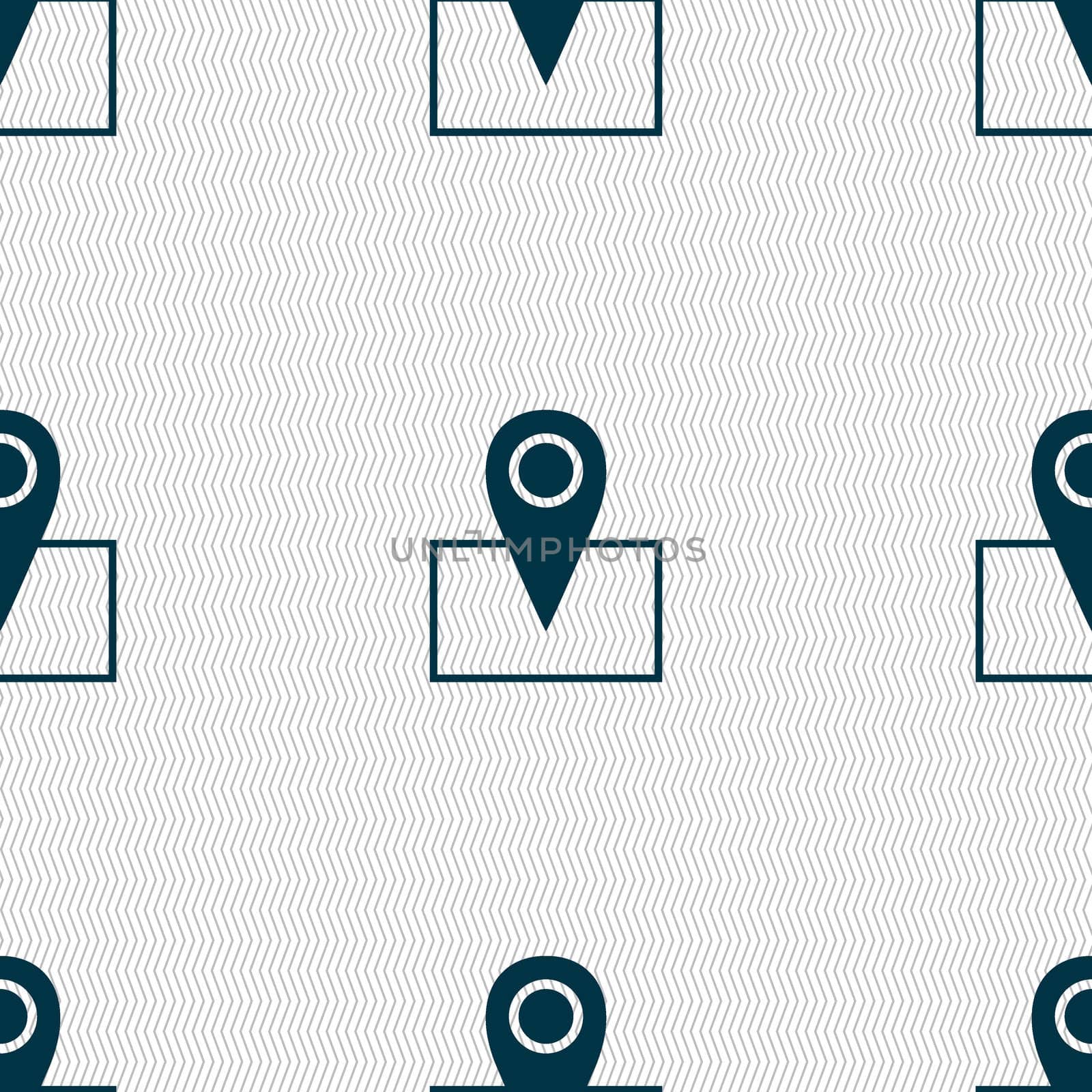 Map pointer icon sign. Seamless abstract background with geometric shapes. illustration