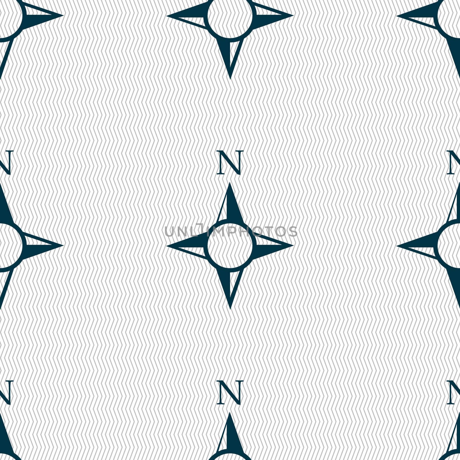 Compass sign icon. Windrose navigation symbol. Seamless abstract background with geometric shapes.  by serhii_lohvyniuk