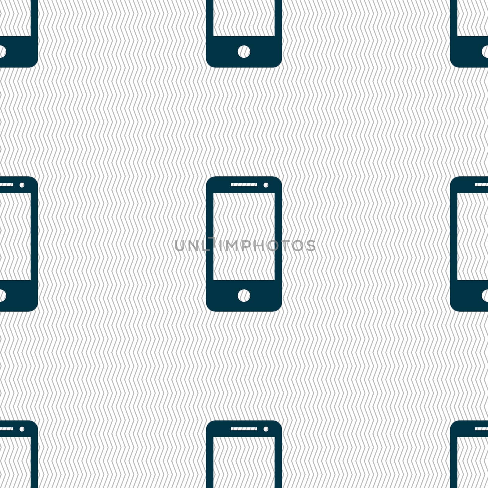 Smartphone sign icon. Support symbol. Call center. Seamless abstract background with geometric shapes. illustration