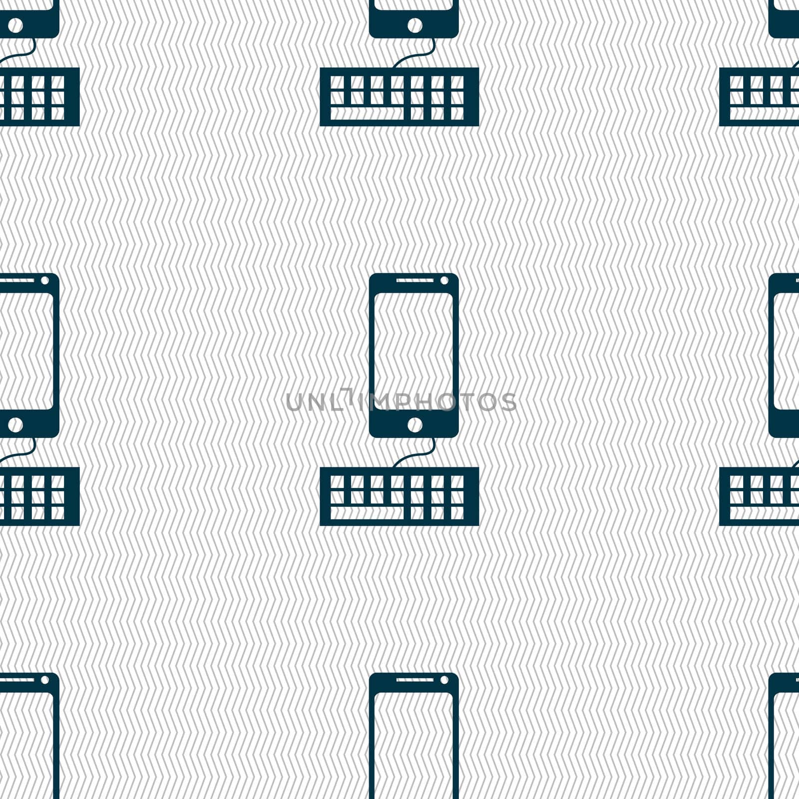 Computer keyboard and smatphone Icon. Seamless abstract background with geometric shapes. illustration