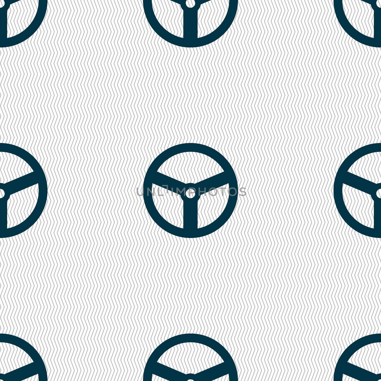 Steering wheel icon sign. Seamless abstract background with geometric shapes.  by serhii_lohvyniuk