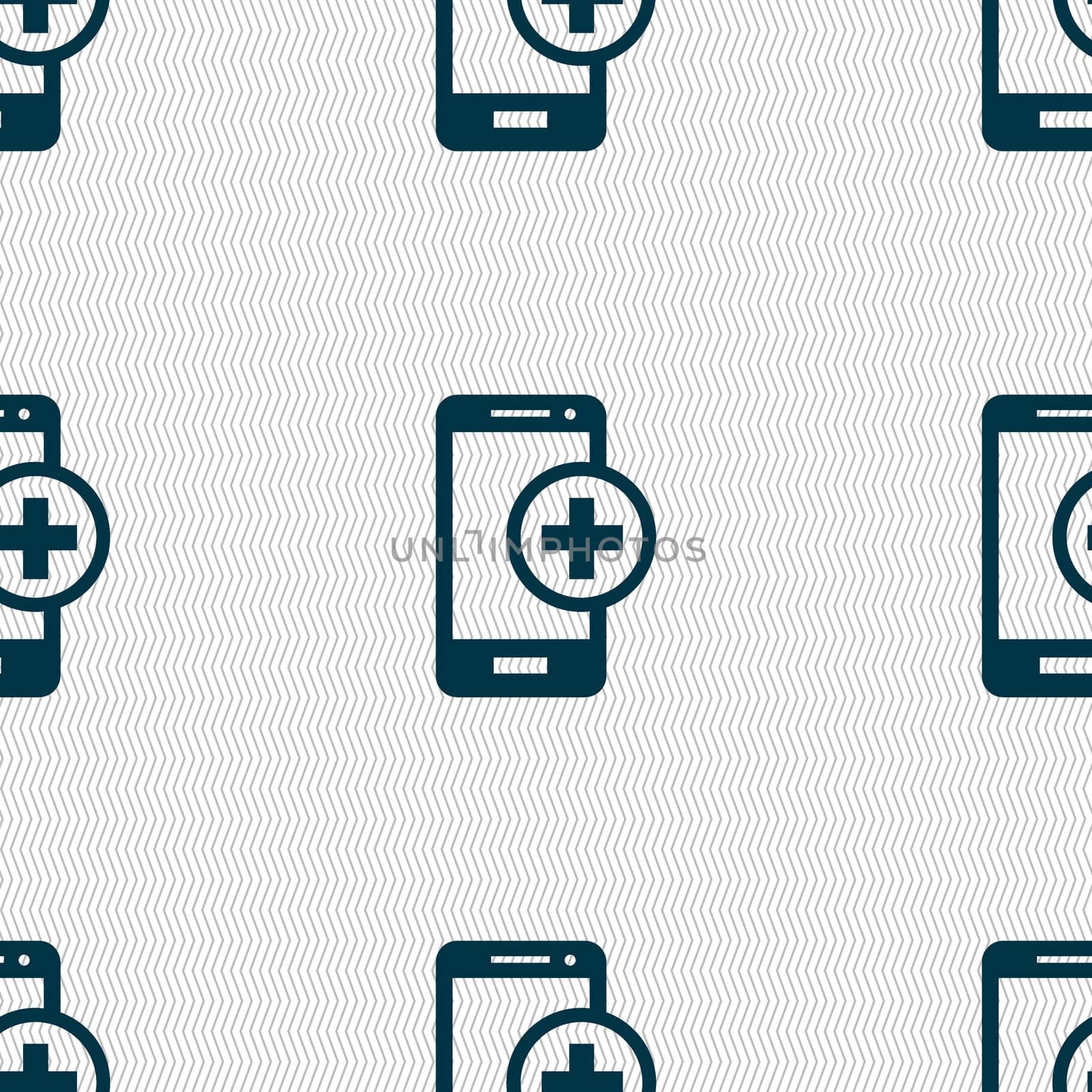 Mobile devices sign icon. with symbol plus. Seamless abstract background with geometric shapes.  by serhii_lohvyniuk