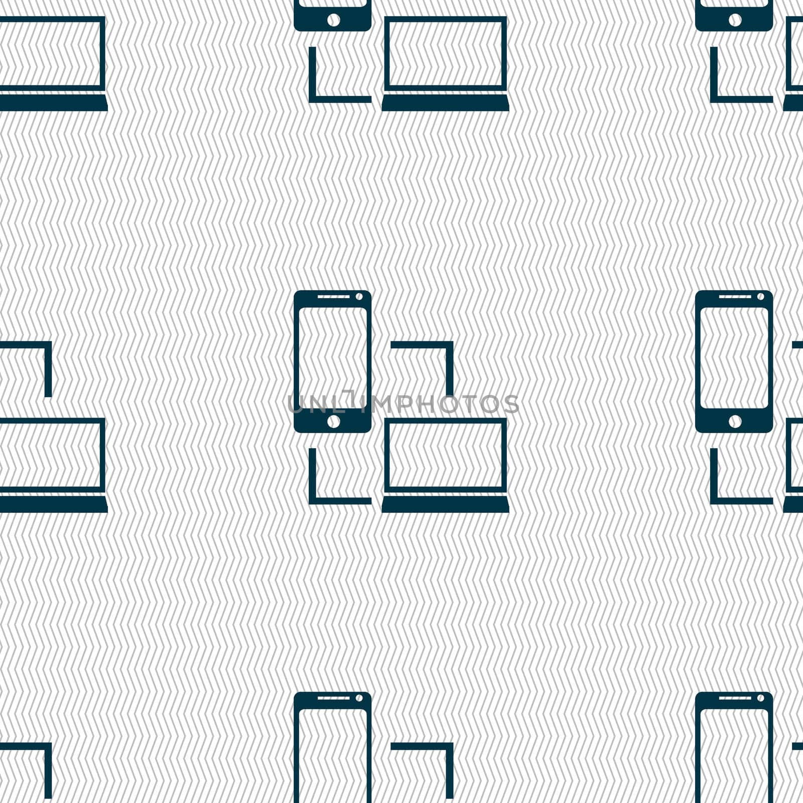 Synchronization sign icon. communicators sync symbol. Data exchange. Seamless abstract background with geometric shapes. illustration