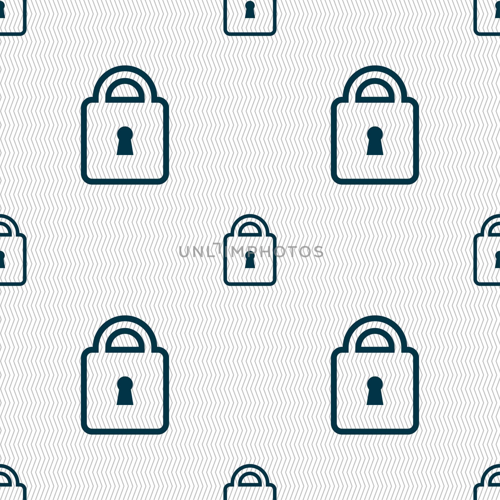 Lock icon sign. Seamless pattern with geometric texture. illustration