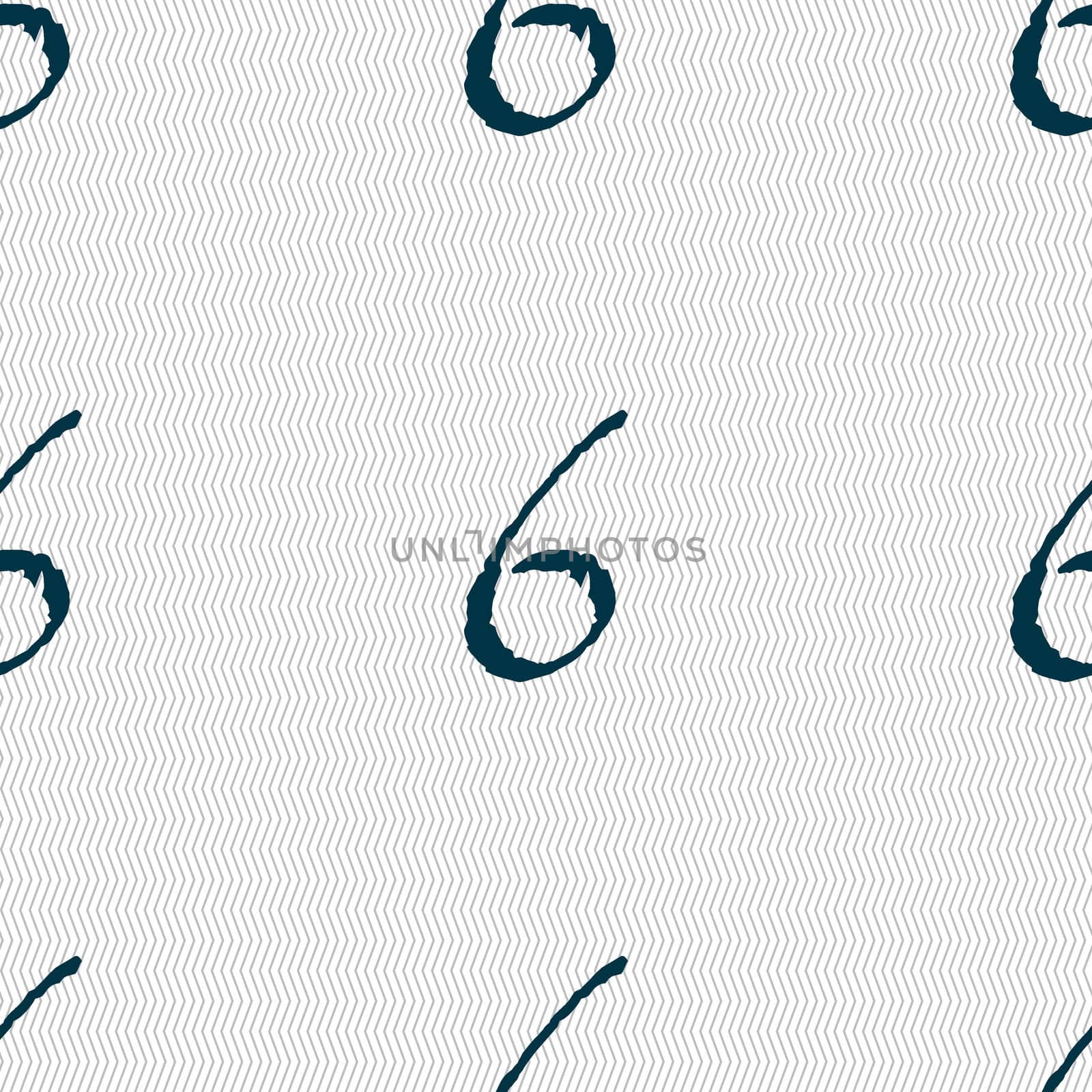 number six icon sign. Seamless abstract background with geometric shapes.  by serhii_lohvyniuk