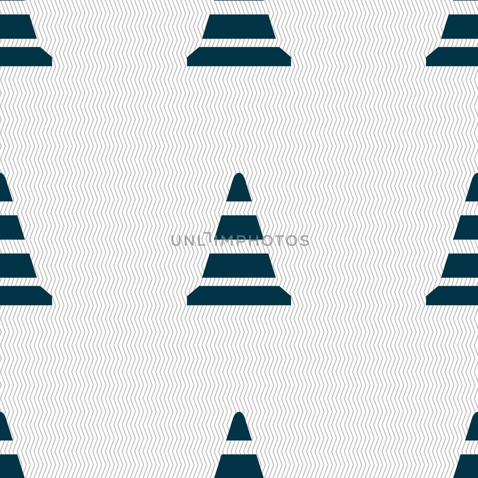 road cone icon. Seamless abstract background with geometric shapes. illustration