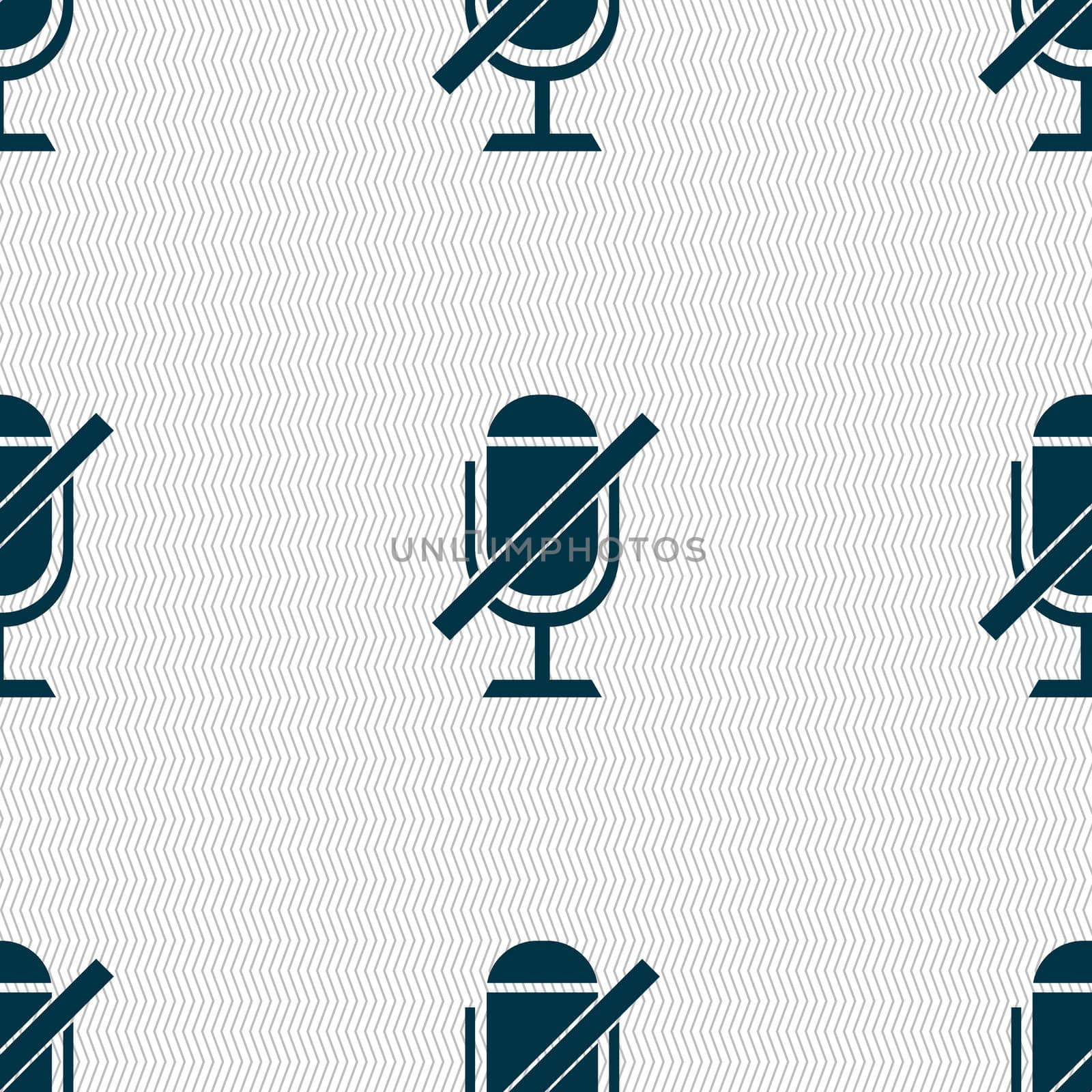 No Microphone sign icon. Speaker symbol. Seamless abstract background with geometric shapes. illustration