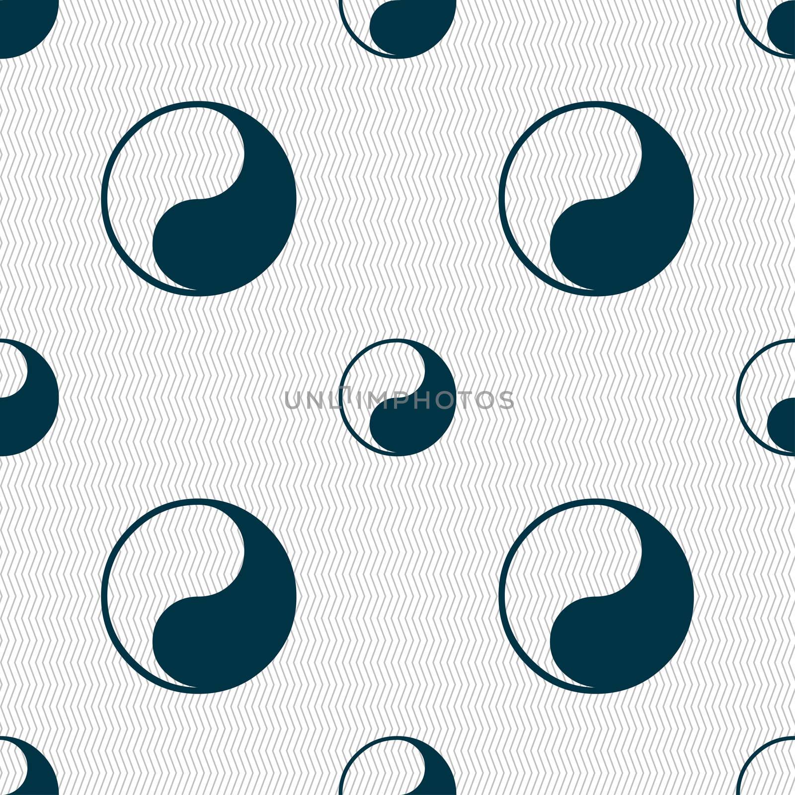 Yin Yang icon sign. Seamless pattern with geometric texture. illustration