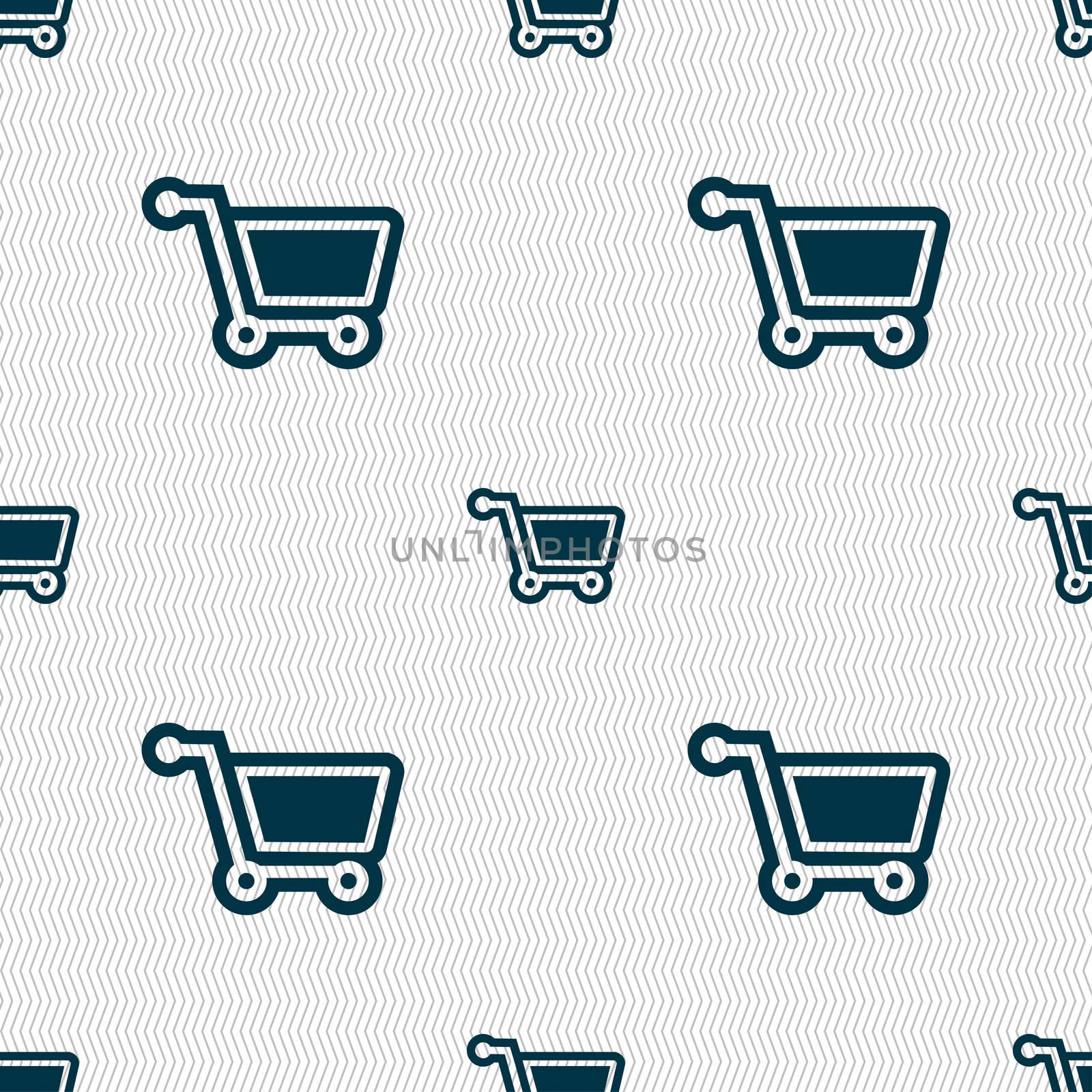 shopping cart icon sign. Seamless pattern with geometric texture. illustration