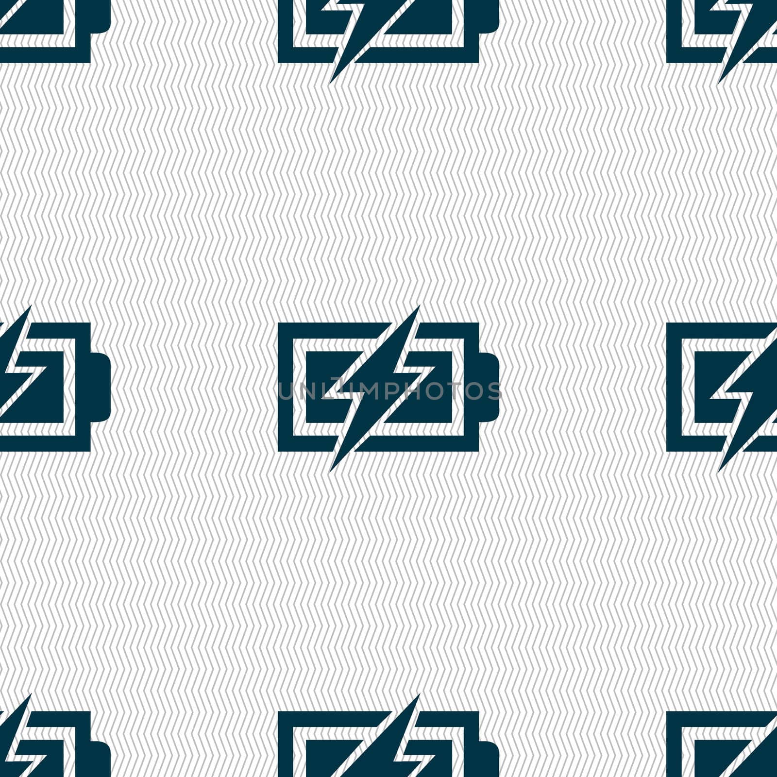 Battery charging sign icon. Lightning symbol. Seamless abstract background with geometric shapes.  by serhii_lohvyniuk