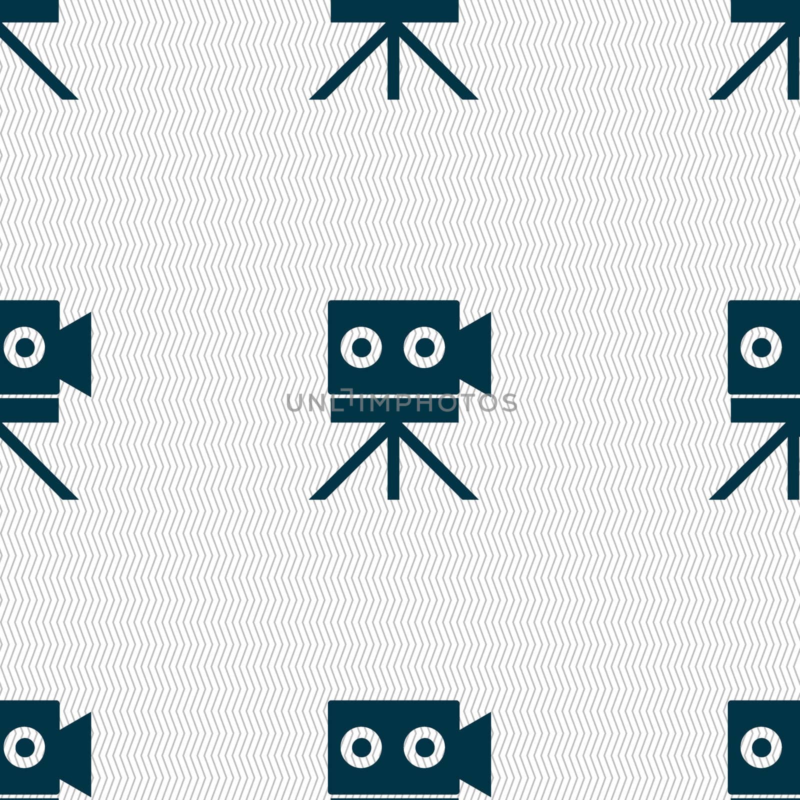 Video camera sign icon.content button. Seamless abstract background with geometric shapes. illustration