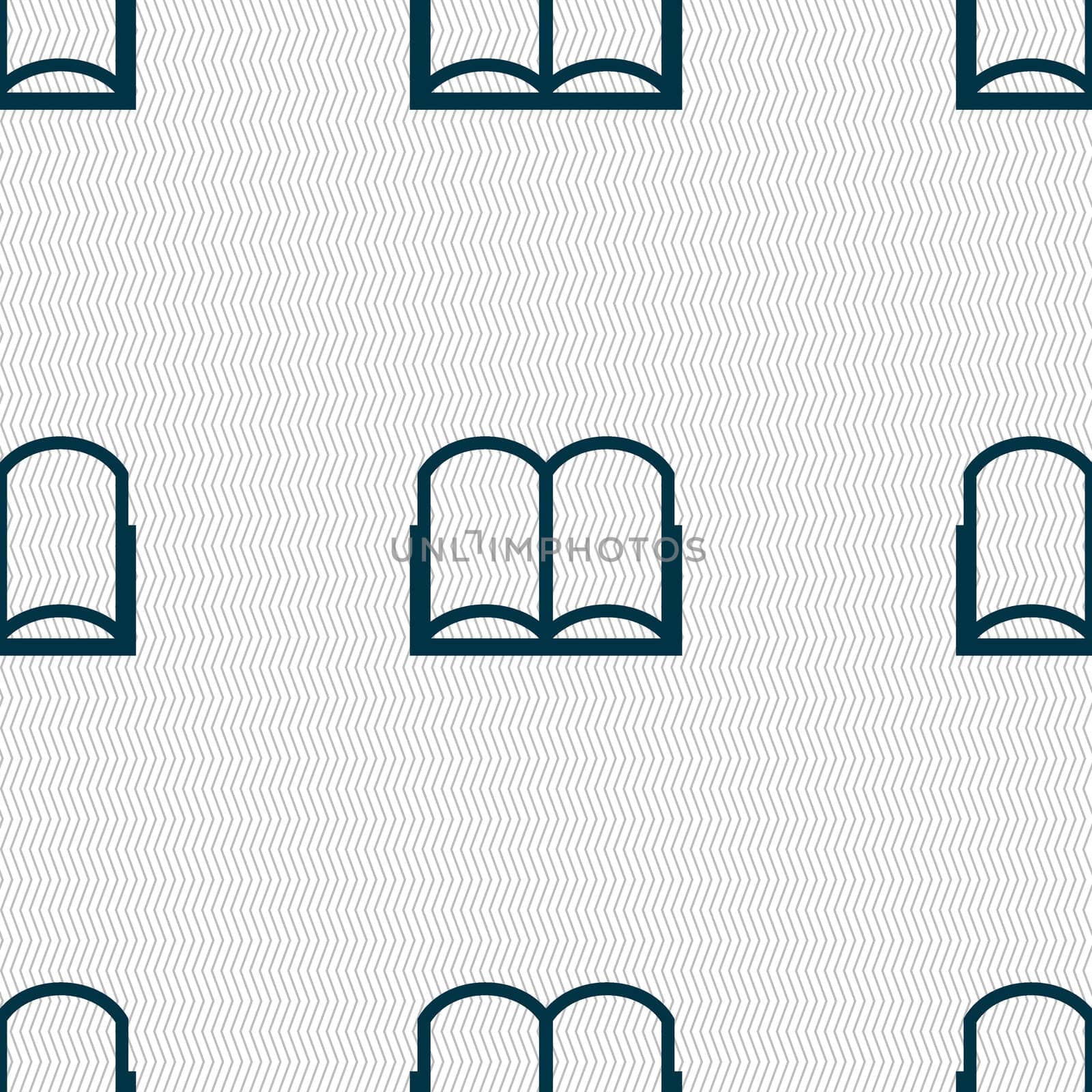 Book sign icon. Open book symbol. Seamless abstract background with geometric shapes.  by serhii_lohvyniuk