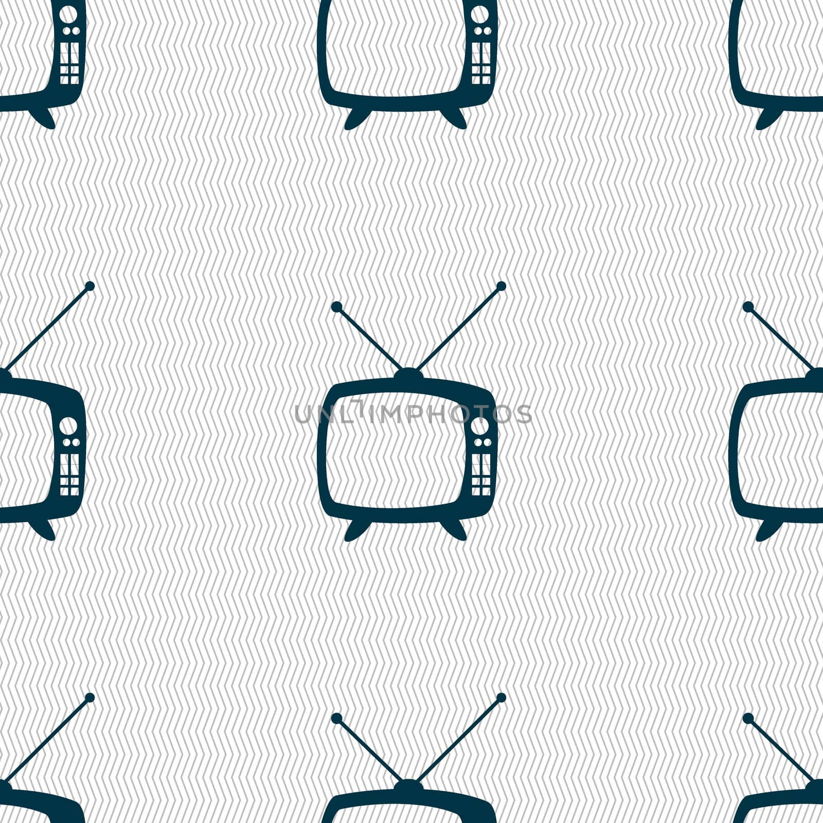 Retro TV mode sign icon. Television set symbol. Seamless abstract background with geometric shapes.  by serhii_lohvyniuk
