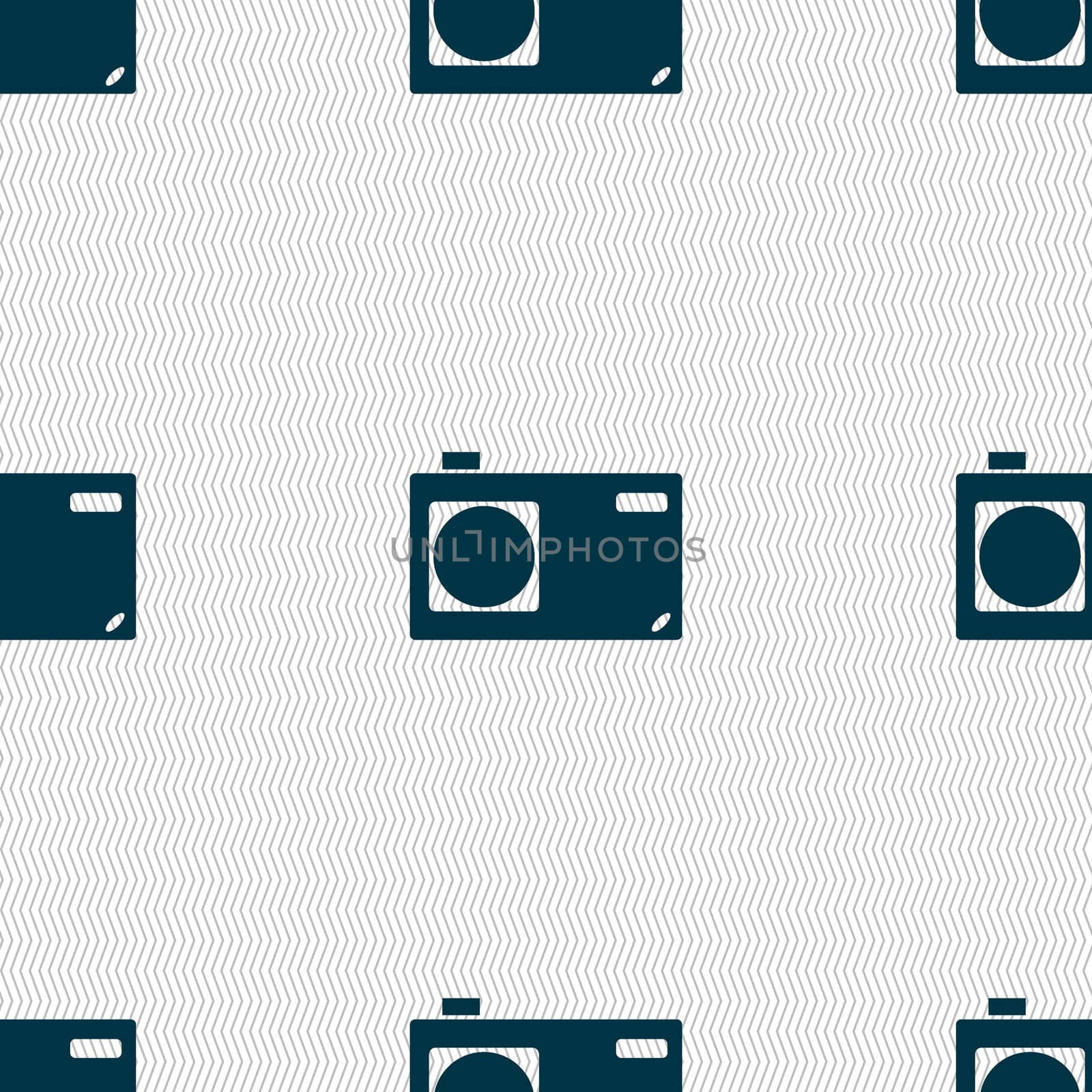 Photo camera sign icon. Digital symbol. Seamless abstract background with geometric shapes.  by serhii_lohvyniuk