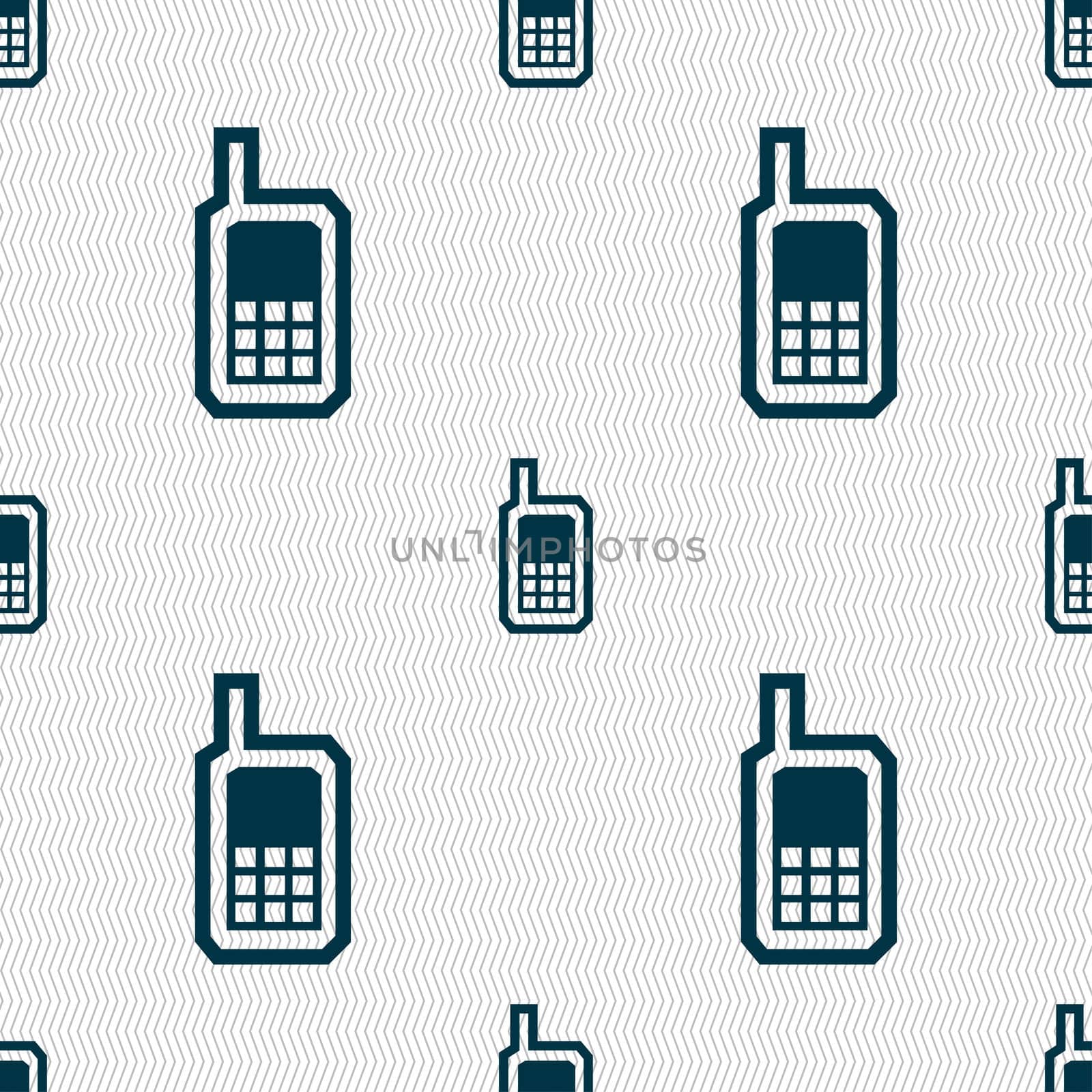 Mobile phone icon sign. Seamless pattern with geometric texture.  by serhii_lohvyniuk