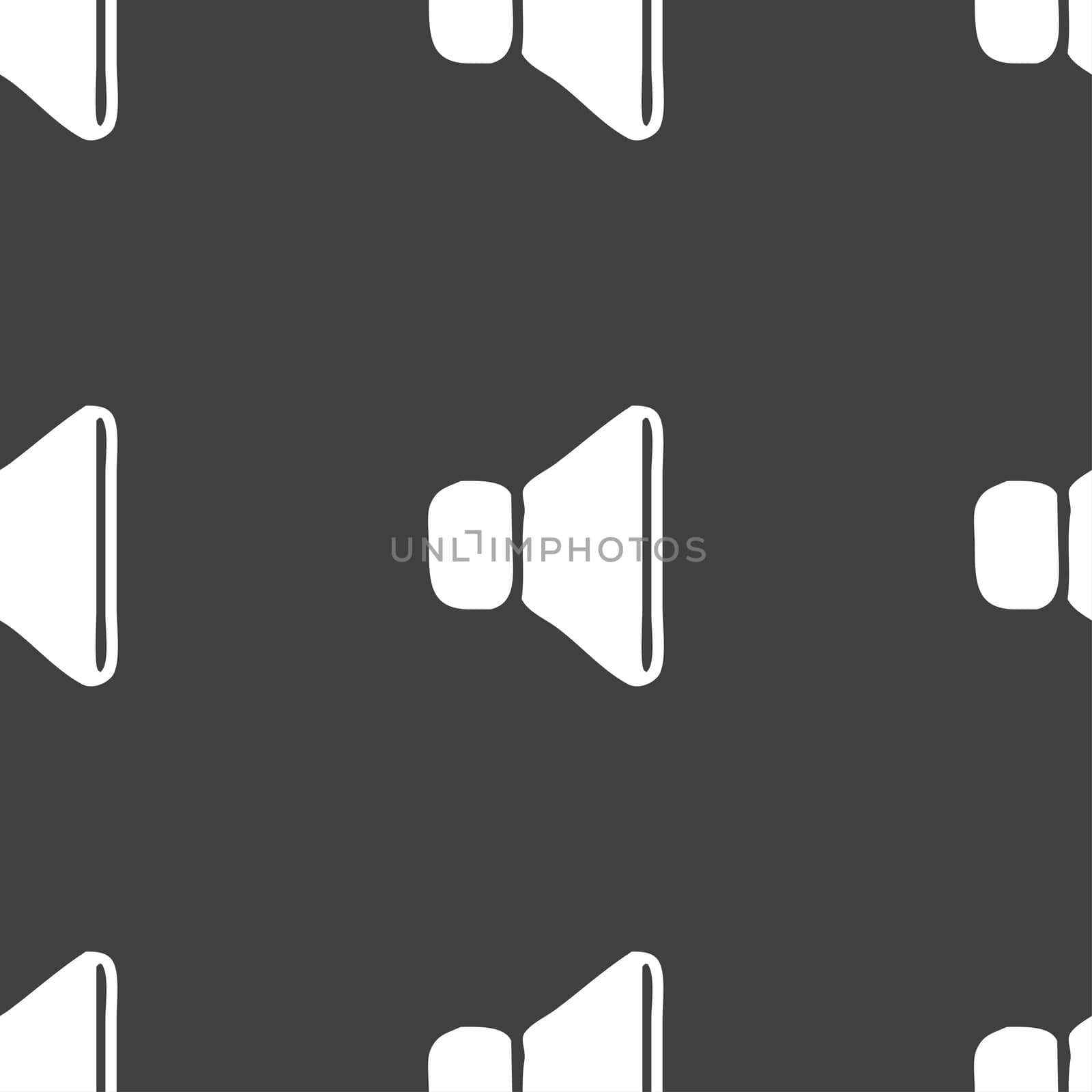volume, sound icon sign. Seamless pattern on a gray background.  by serhii_lohvyniuk