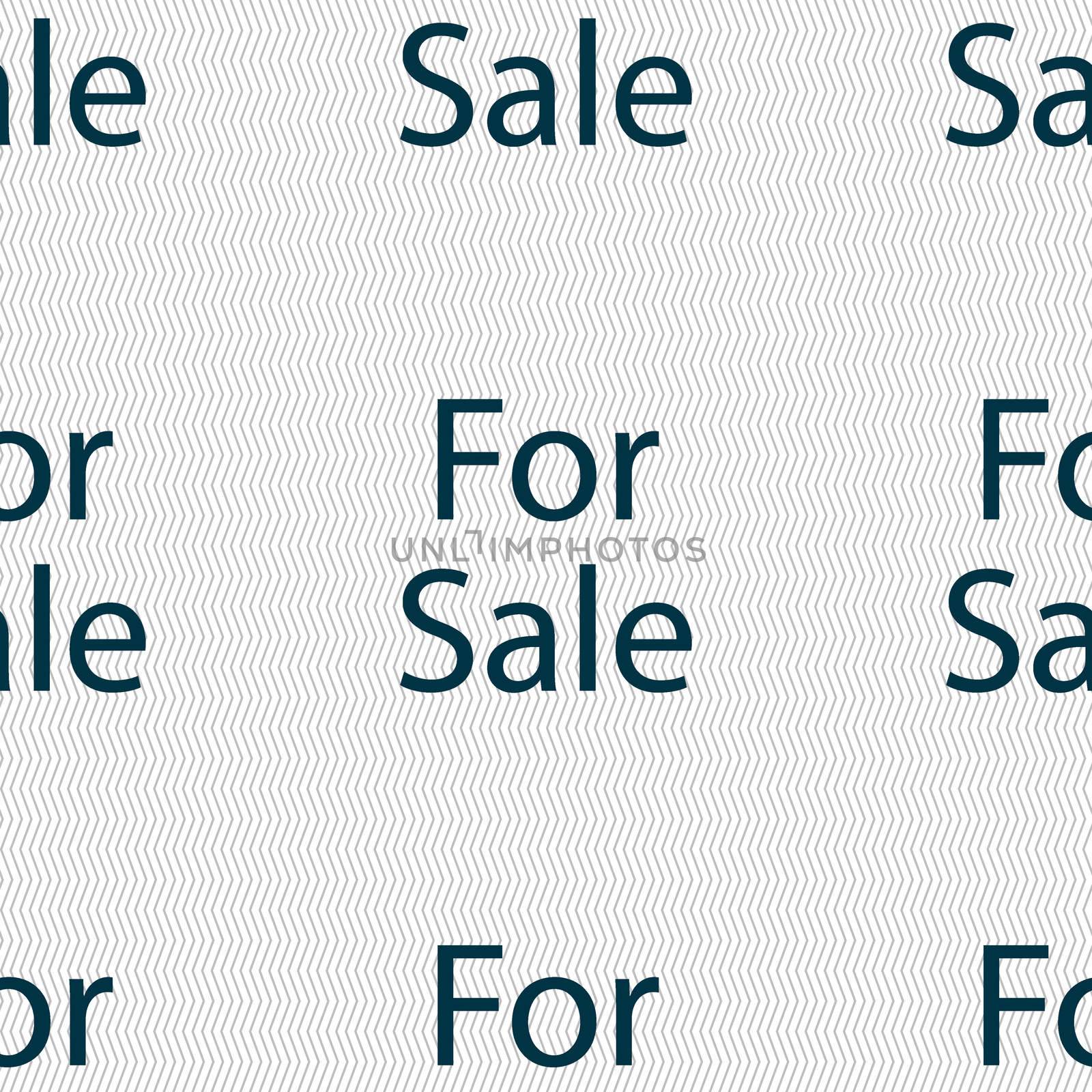 For sale sign icon. Real estate selling. Seamless abstract background with geometric shapes. illustration