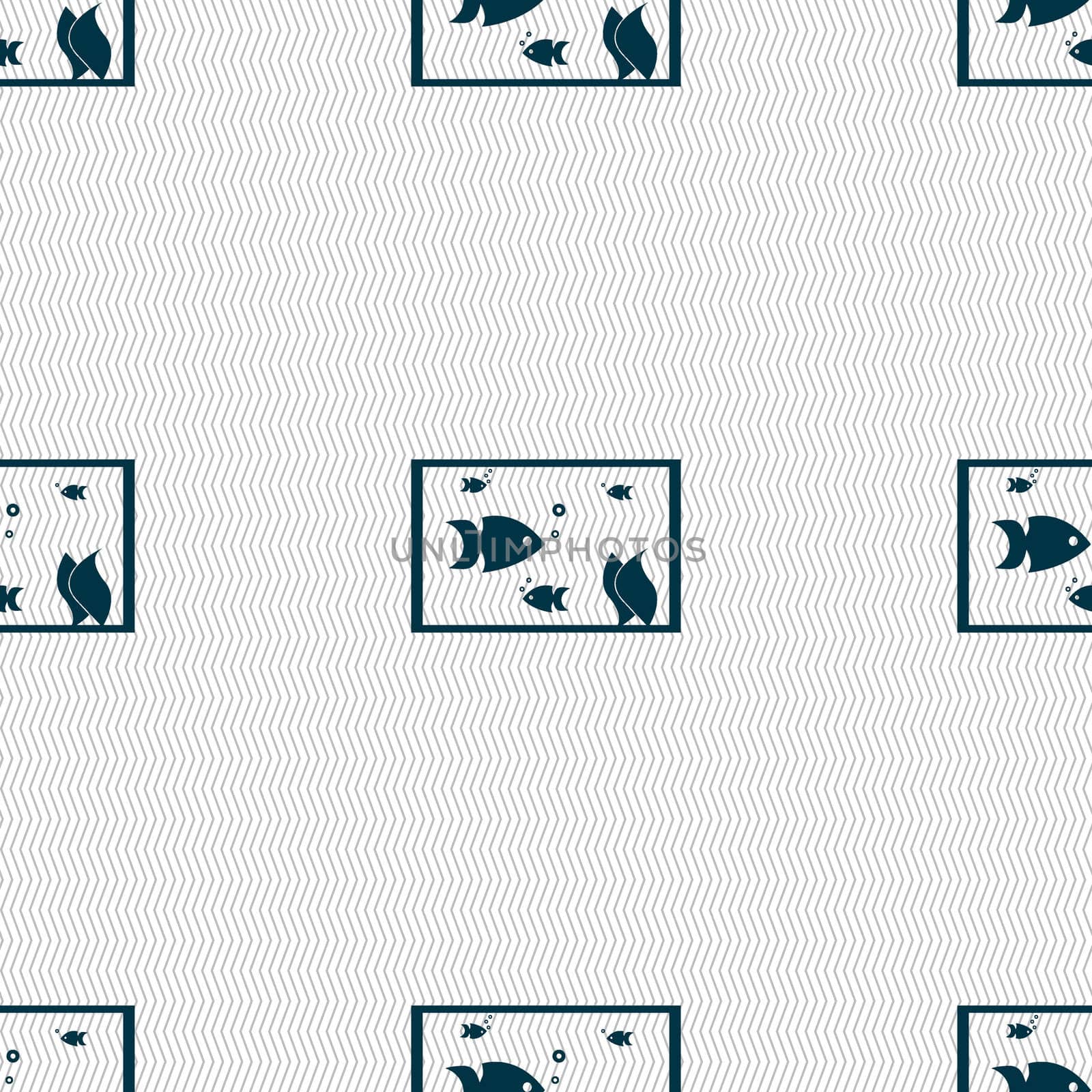 Aquarium, Fish in water icon sign. Seamless abstract background with geometric shapes.  by serhii_lohvyniuk