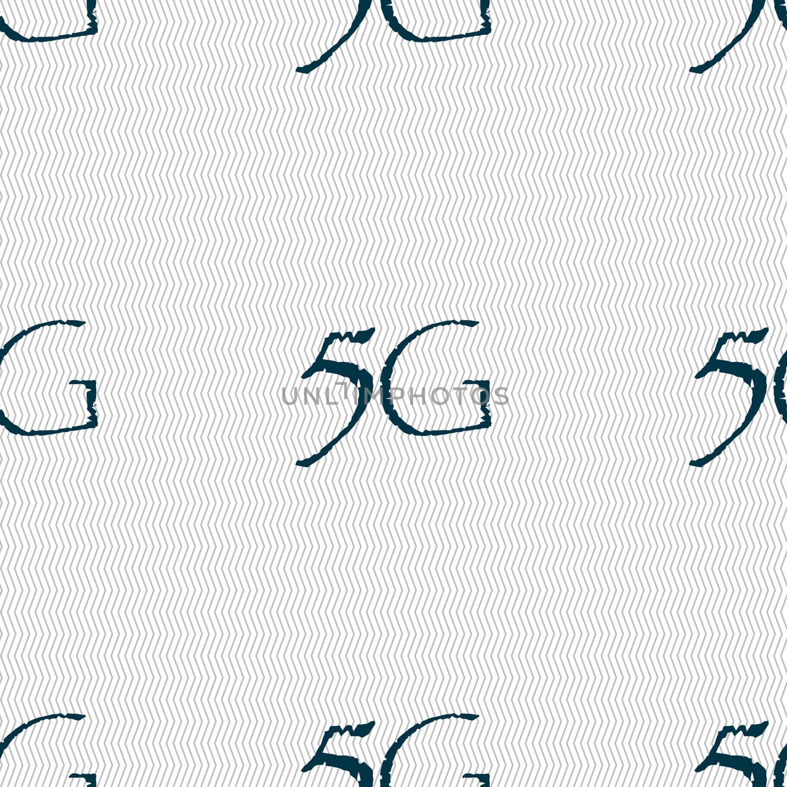 5G sign icon. Mobile telecommunications technology symbol. Seamless abstract background with geometric shapes.  by serhii_lohvyniuk