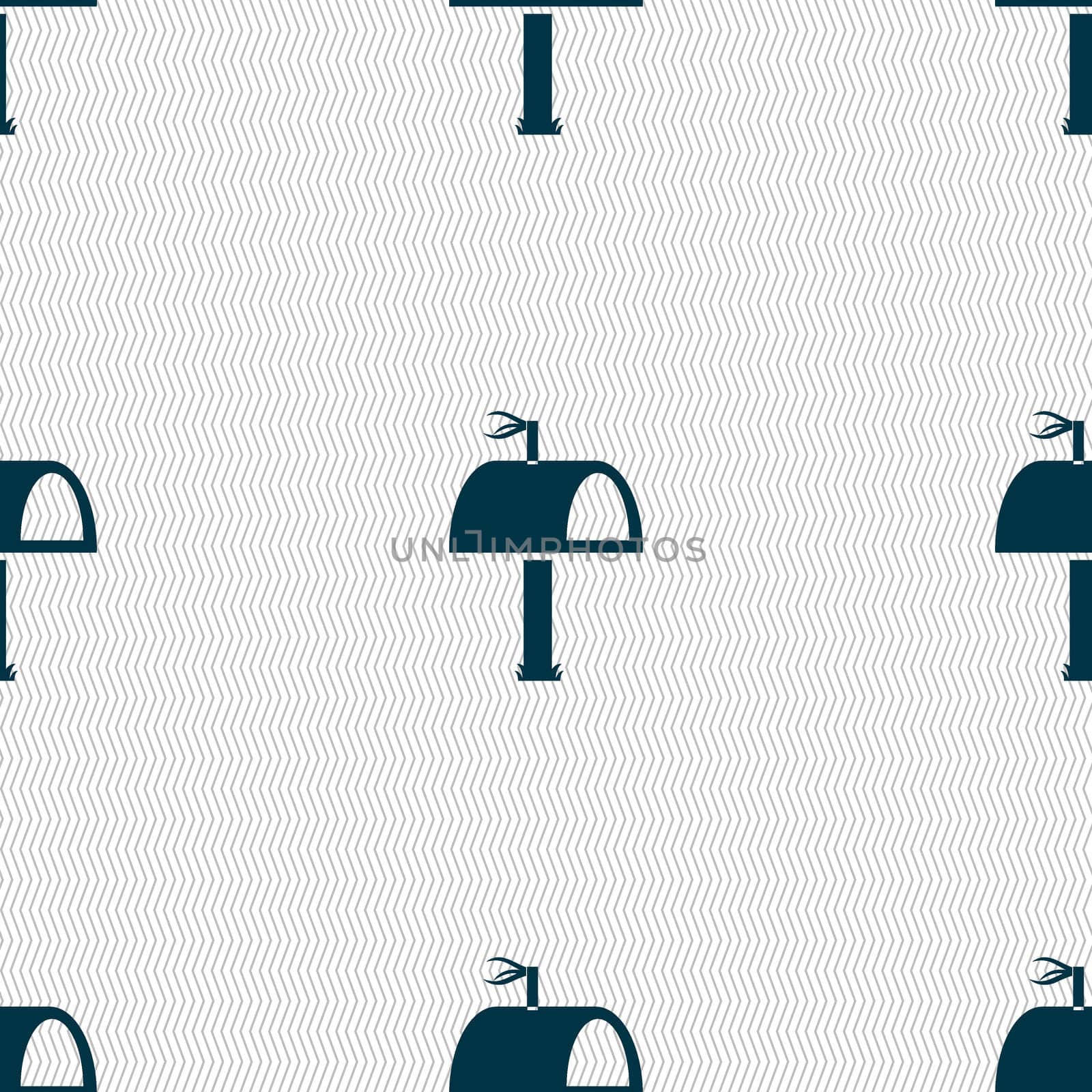 Mailbox icon sign. Seamless abstract background with geometric shapes. illustration