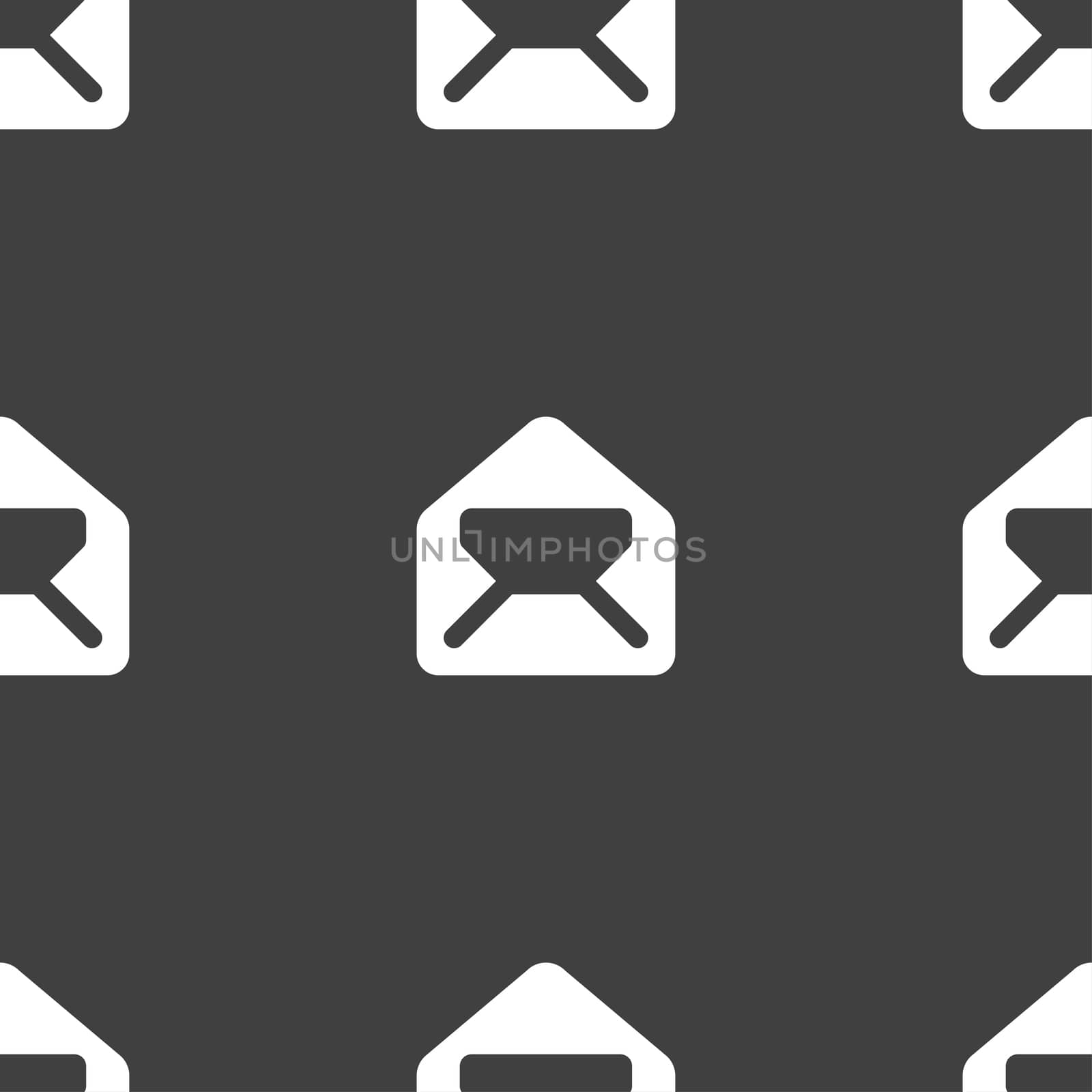 Mail, envelope, letter icon sign. Seamless pattern on a gray background. illustration