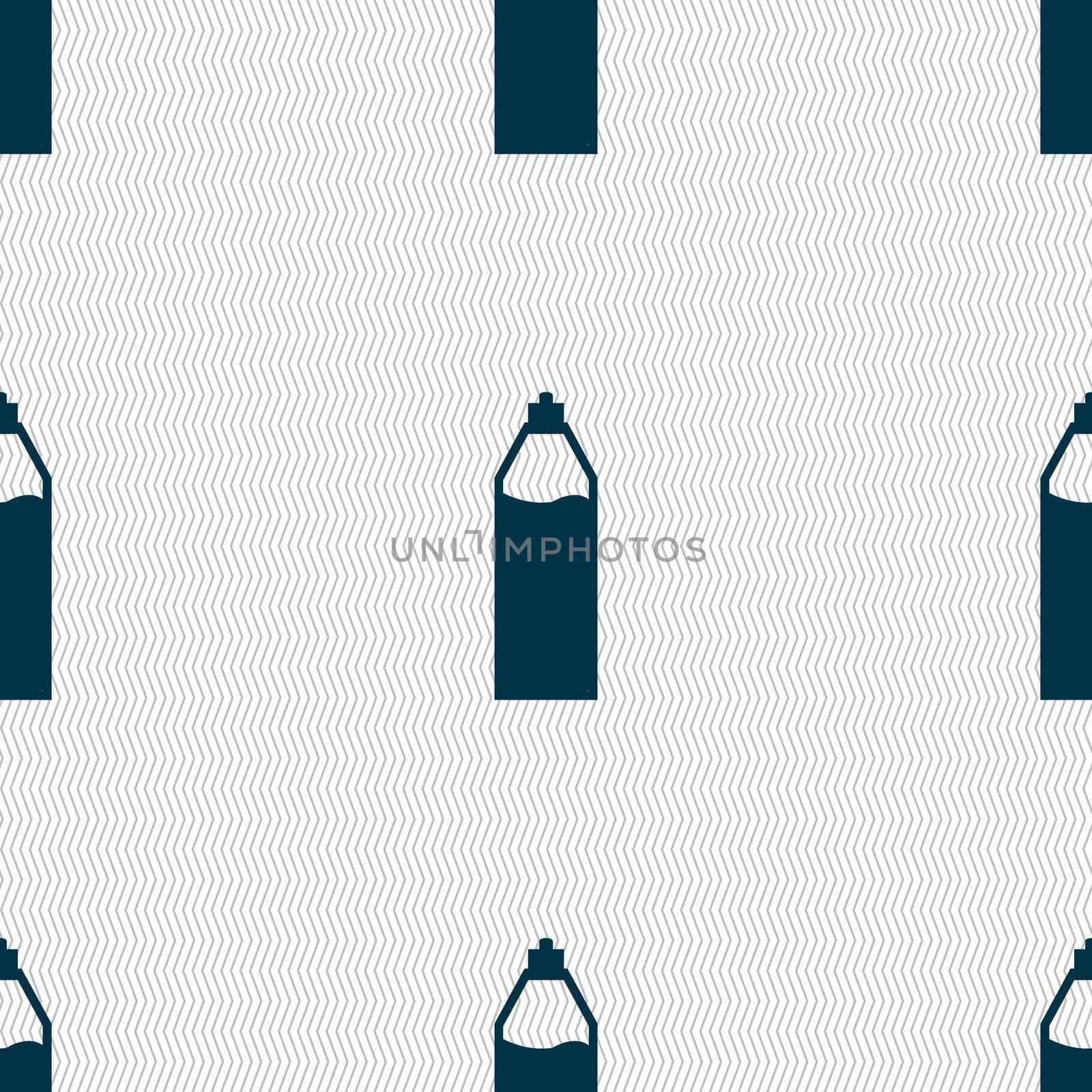 Plastic bottle with drink icon sign. Seamless abstract background with geometric shapes. illustration