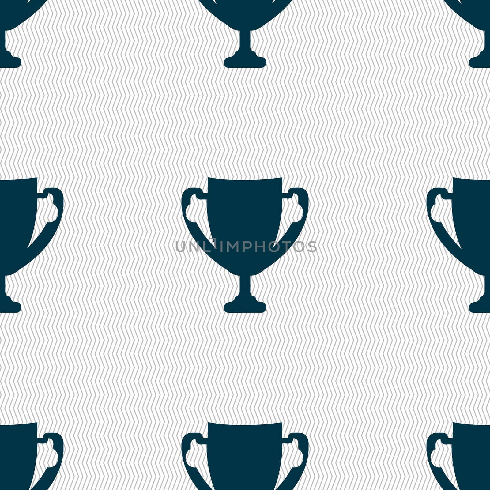 Winner cup sign icon. Awarding of winners symbol. Trophy. Seamless abstract background with geometric shapes.  by serhii_lohvyniuk