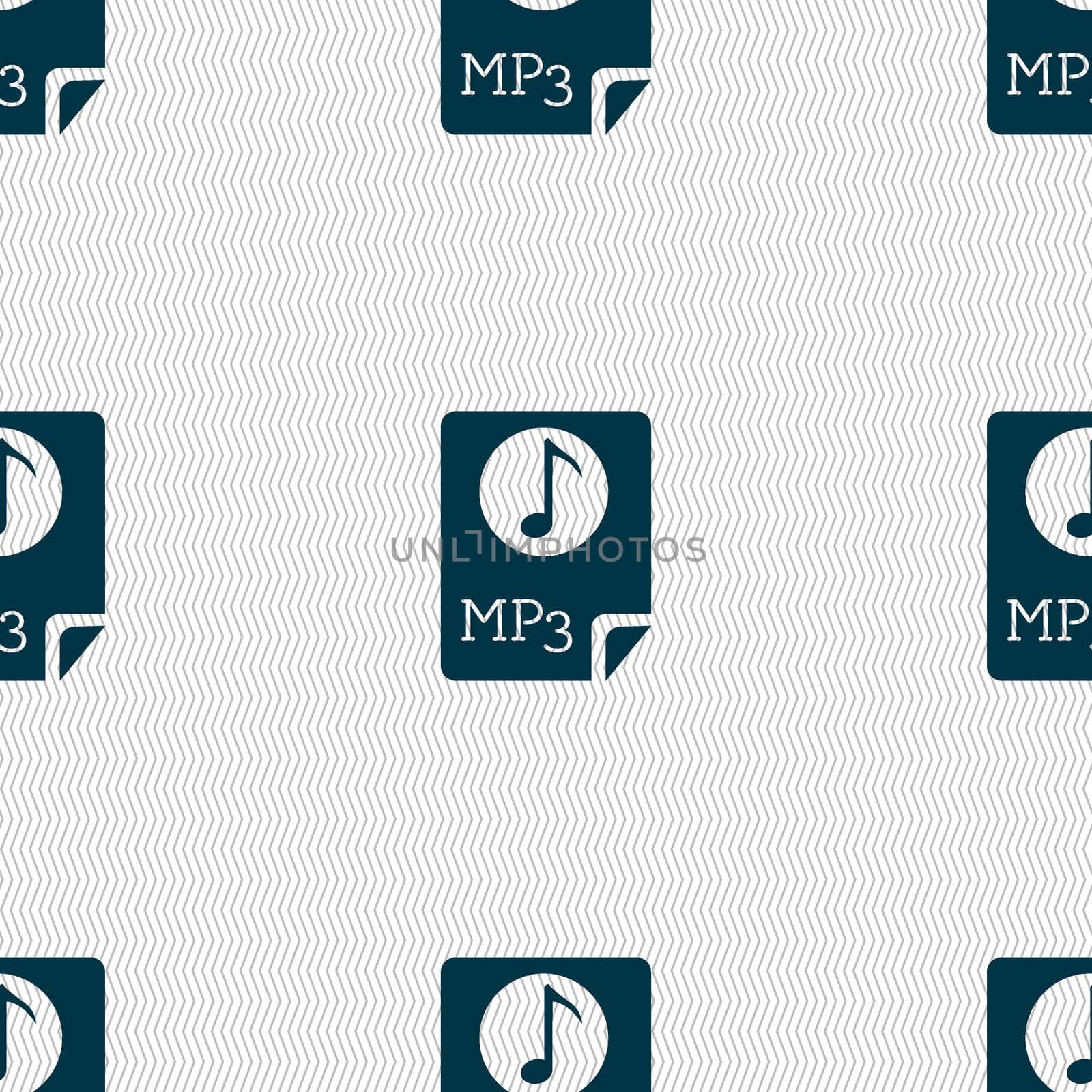 Audio, MP3 file icon sign. Seamless abstract background with geometric shapes. illustration