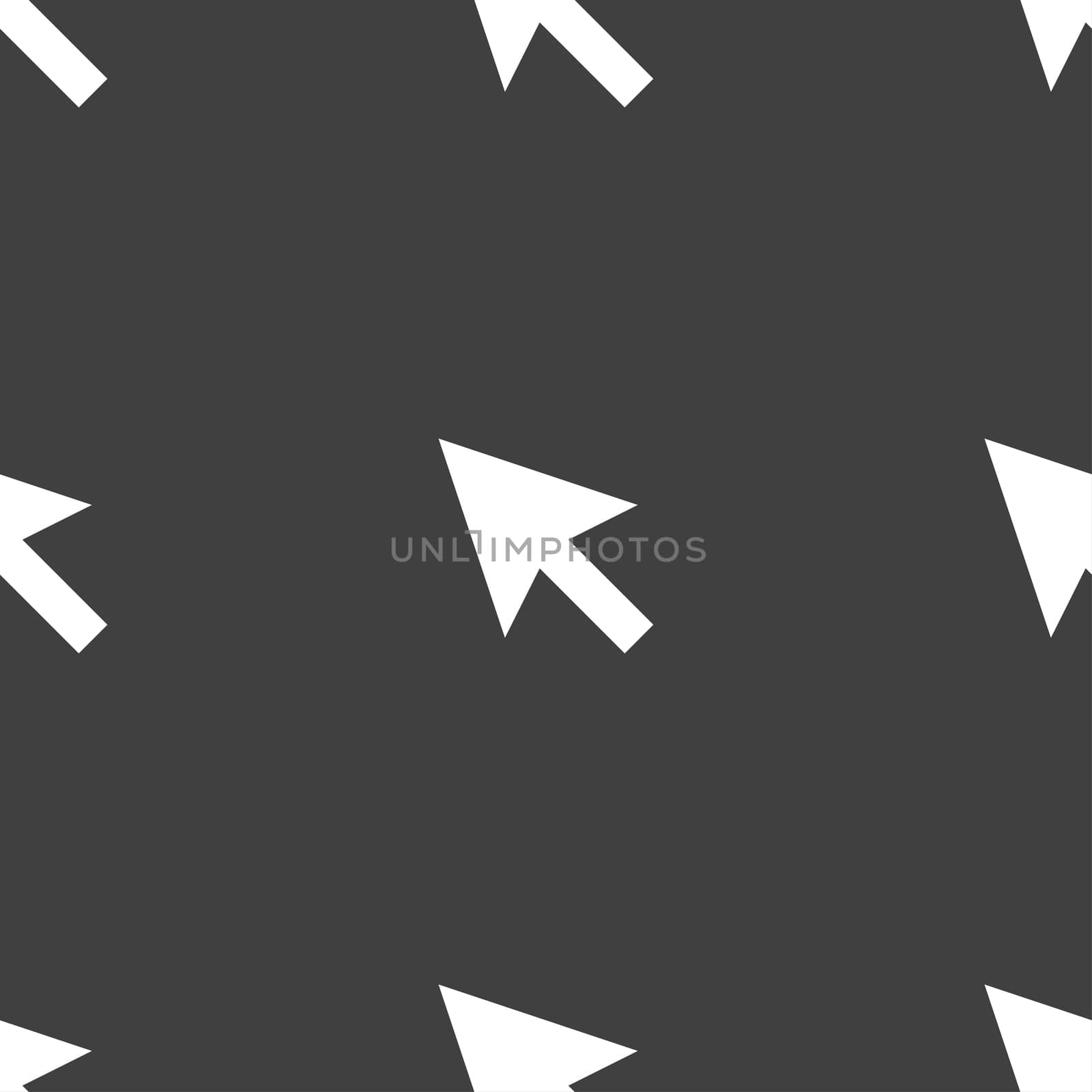 arrow cursor, computer mouse icon sign. Seamless pattern on a gray background. illustration