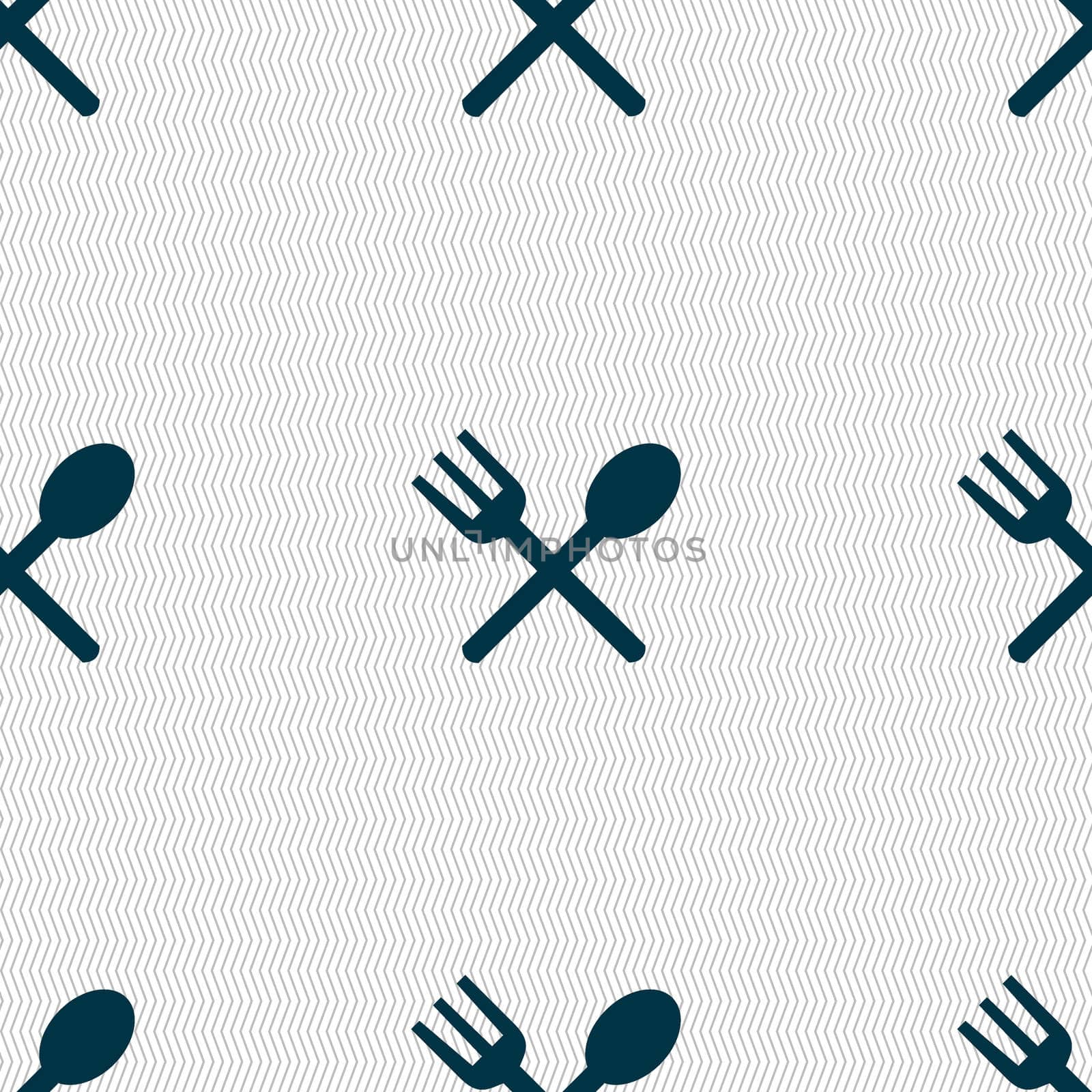 Fork and spoon crosswise, Cutlery, Eat icon sign. Seamless abstract background with geometric shapes.  by serhii_lohvyniuk