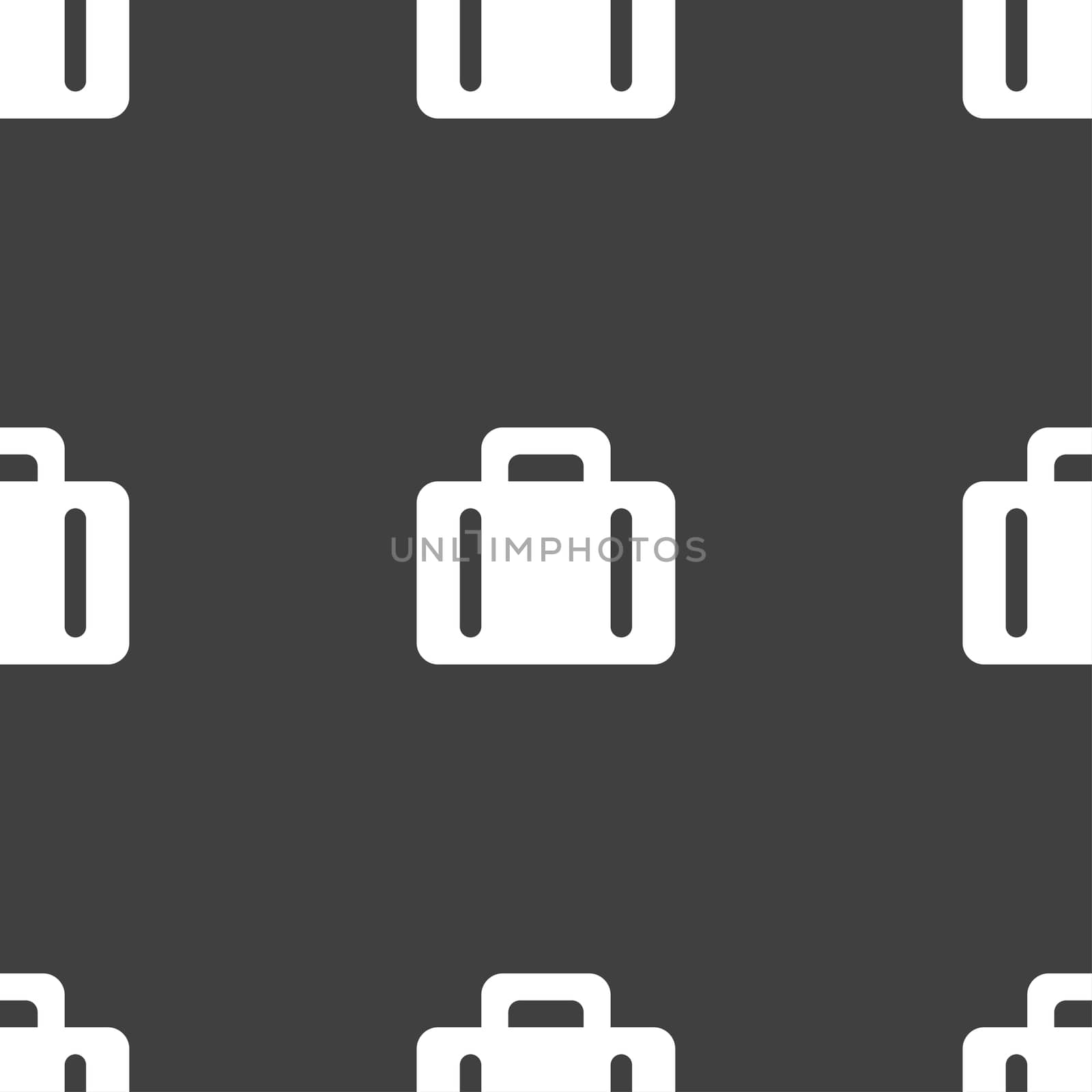 suitcase icon sign. Seamless pattern on a gray background.  by serhii_lohvyniuk