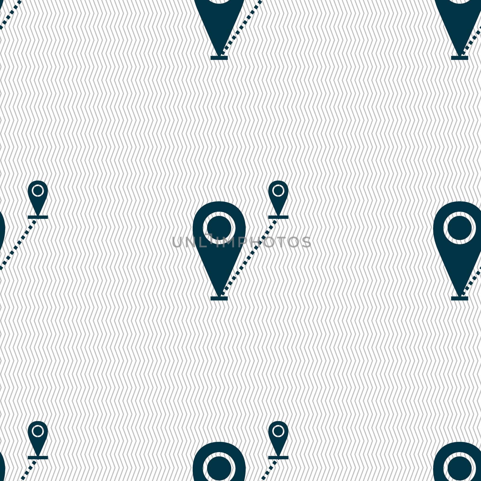 Map pointer icon sign. Seamless abstract background with geometric shapes. illustration