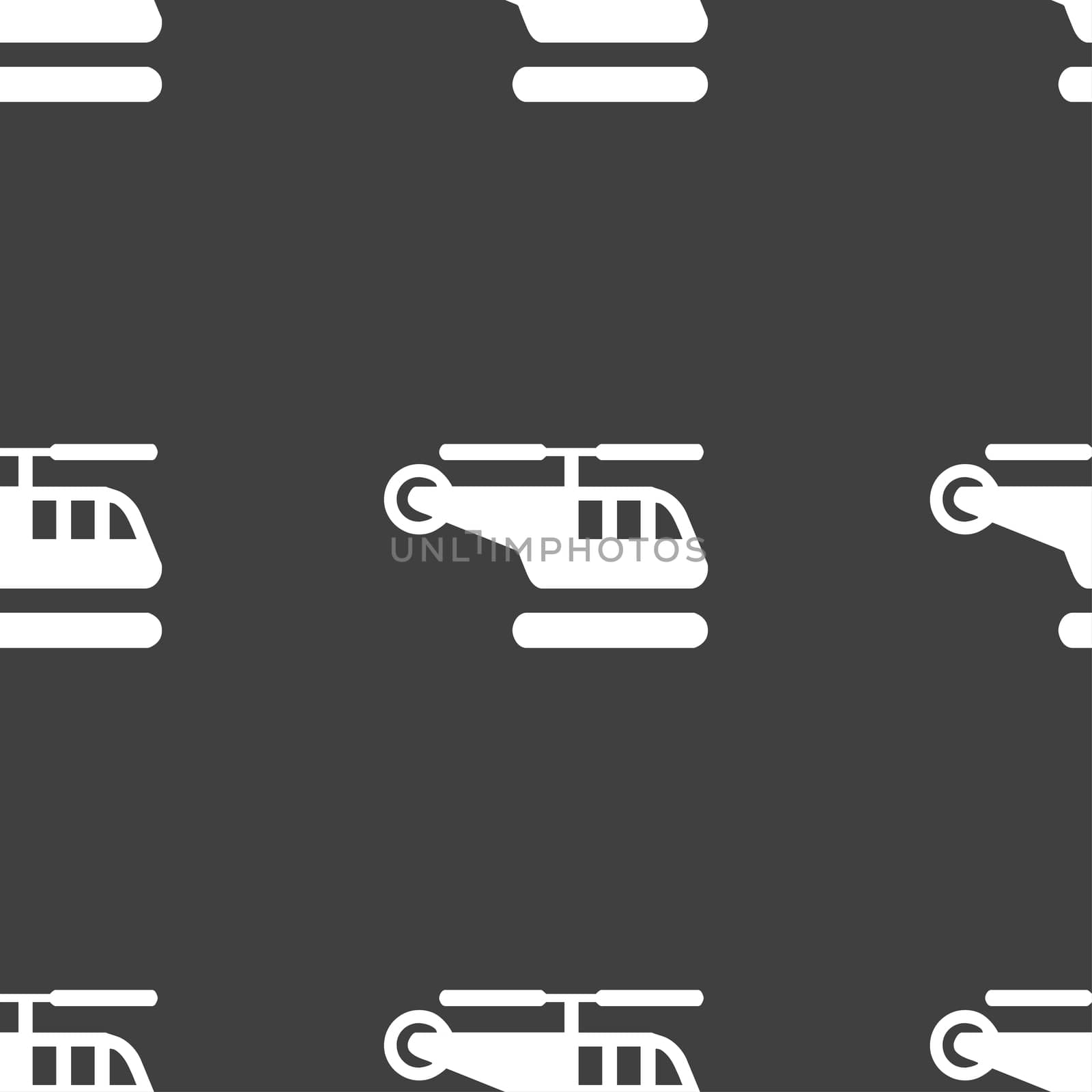 helicopter icon sign. Seamless pattern on a gray background.  by serhii_lohvyniuk