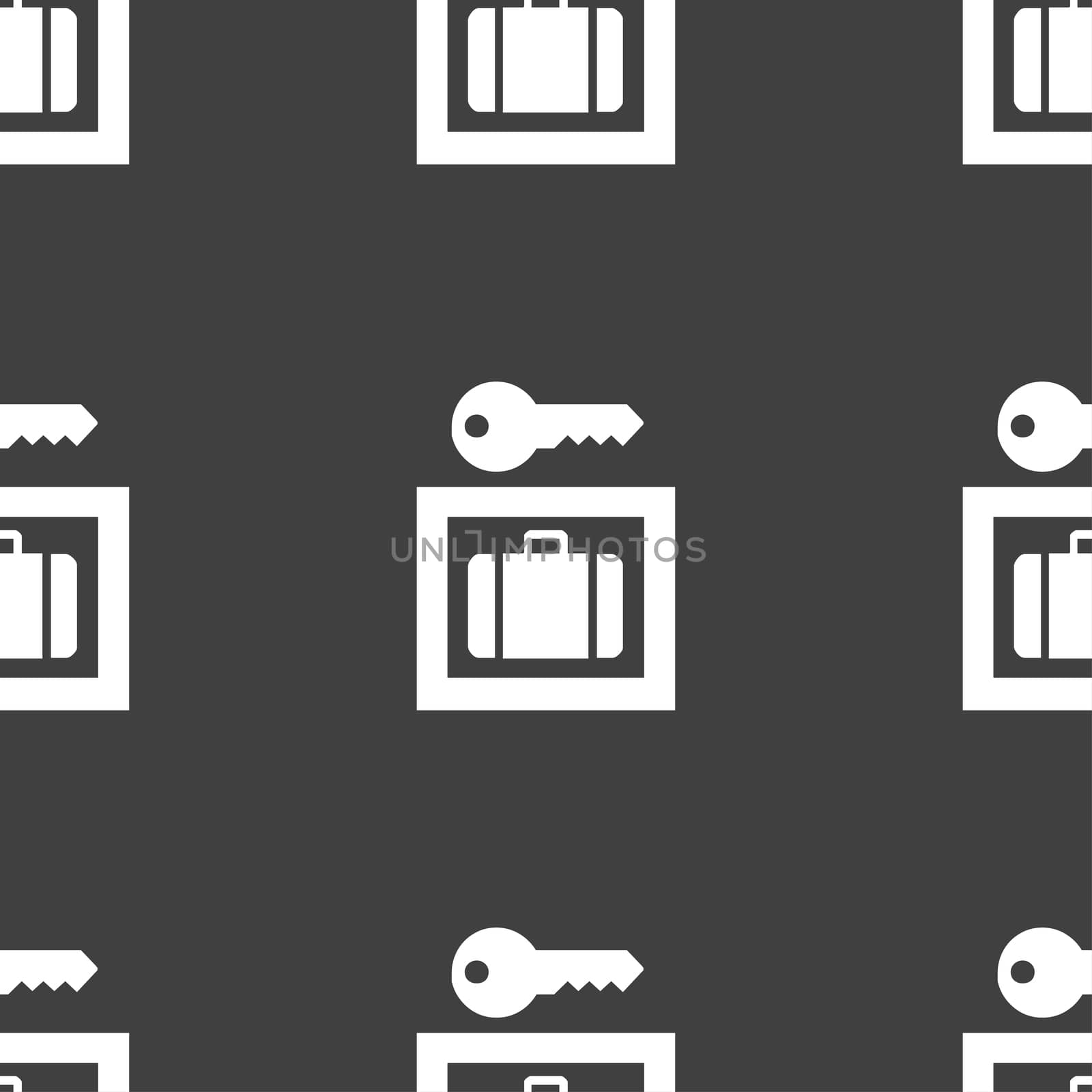 Luggage Storage icon sign. Seamless pattern on a gray background.  by serhii_lohvyniuk