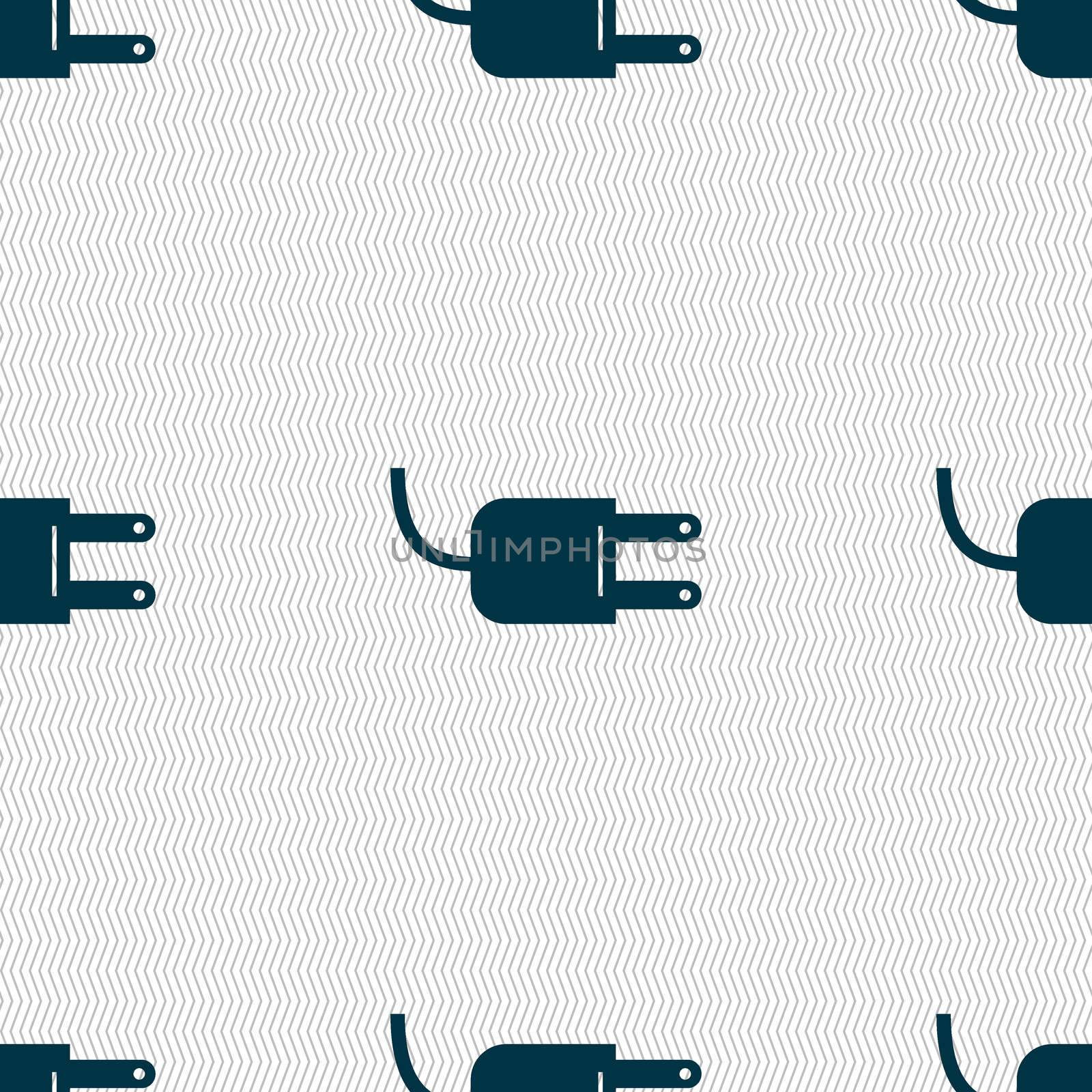 Electric plug sign icon. Power energy symbol. Seamless abstract background with geometric shapes.  by serhii_lohvyniuk