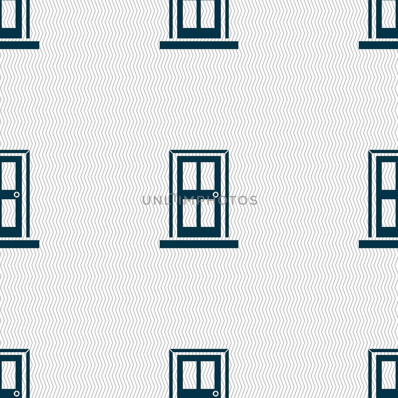 Door icon sign. Seamless abstract background with geometric shapes.  by serhii_lohvyniuk