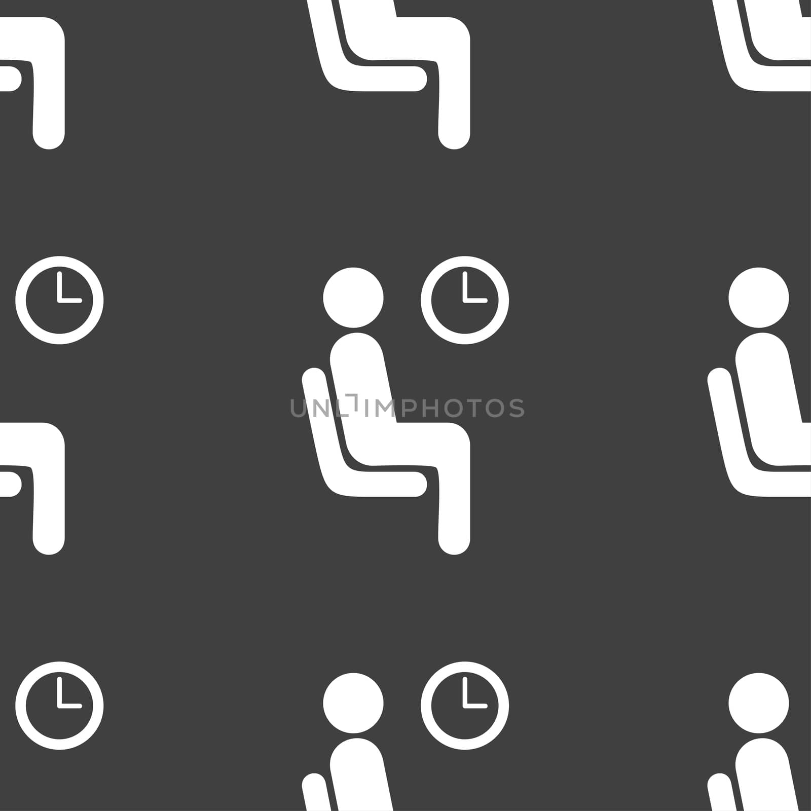 waiting icon sign. Seamless pattern on a gray background. illustration