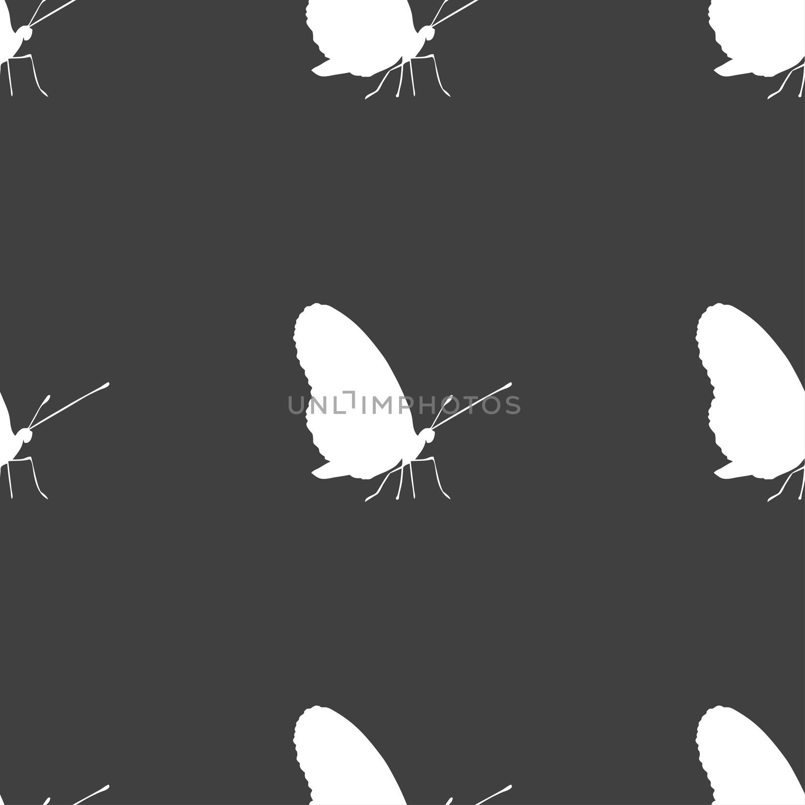 butterfly icon sign. Seamless pattern on a gray background. illustration