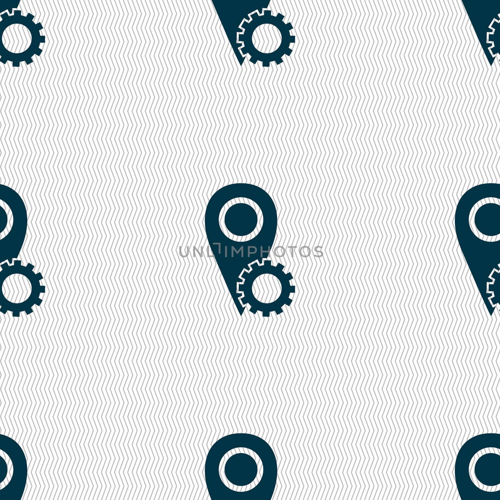 Map pointer setting icon sign. Seamless abstract background with geometric shapes. illustration