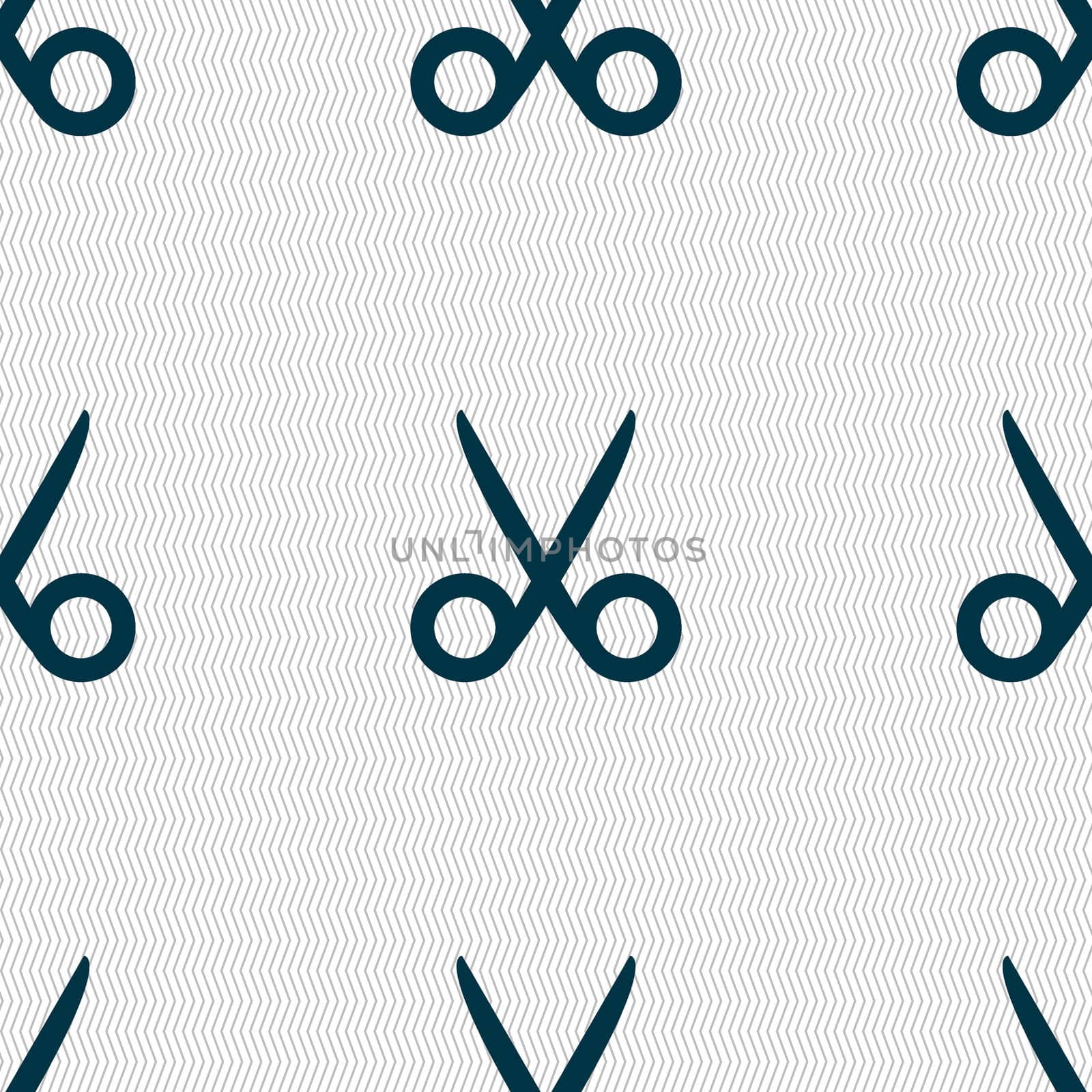 Scissors hairdresser sign icon. Tailor symbol. Seamless abstract background with geometric shapes. illustration