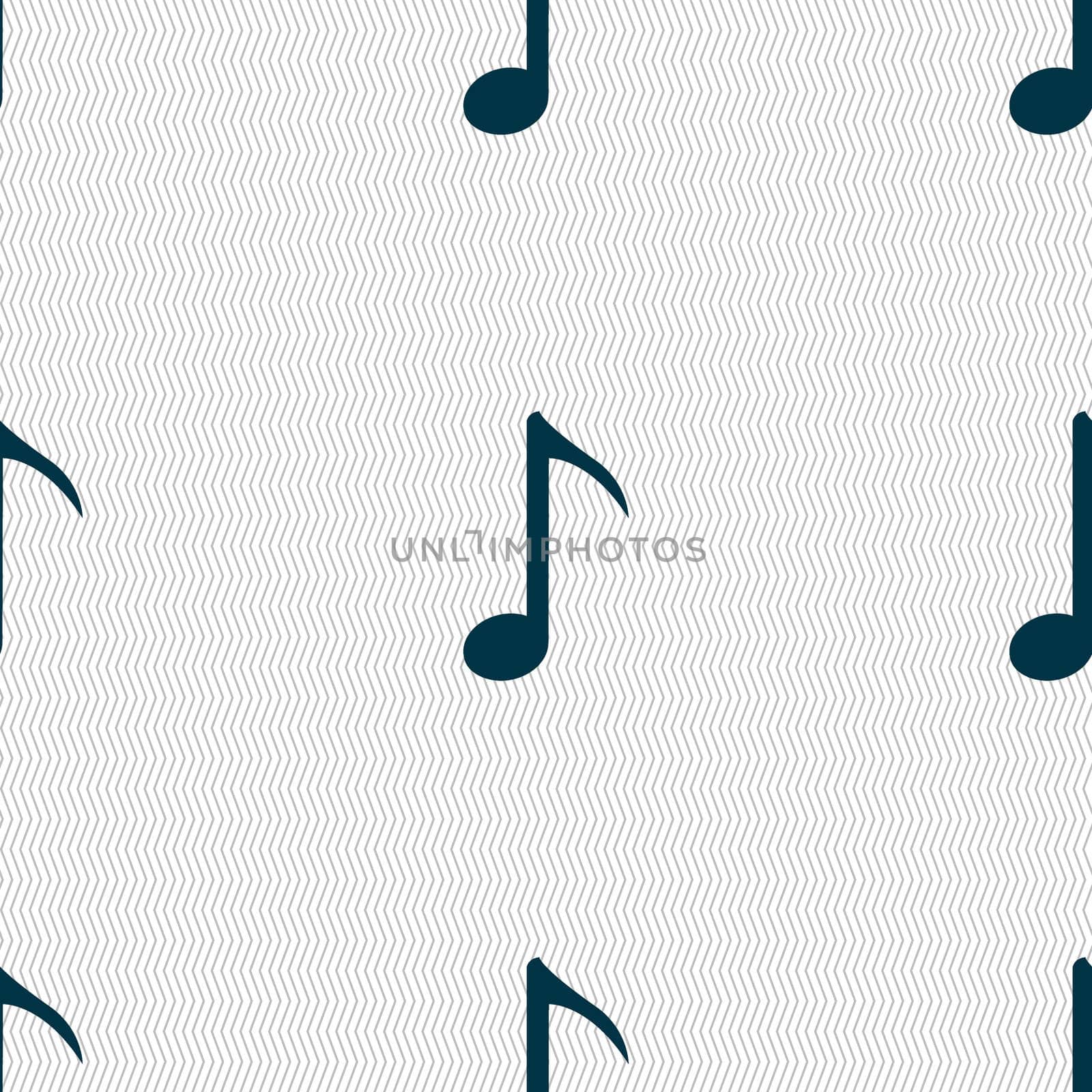 Music note icon sign. Seamless abstract background with geometric shapes.  by serhii_lohvyniuk