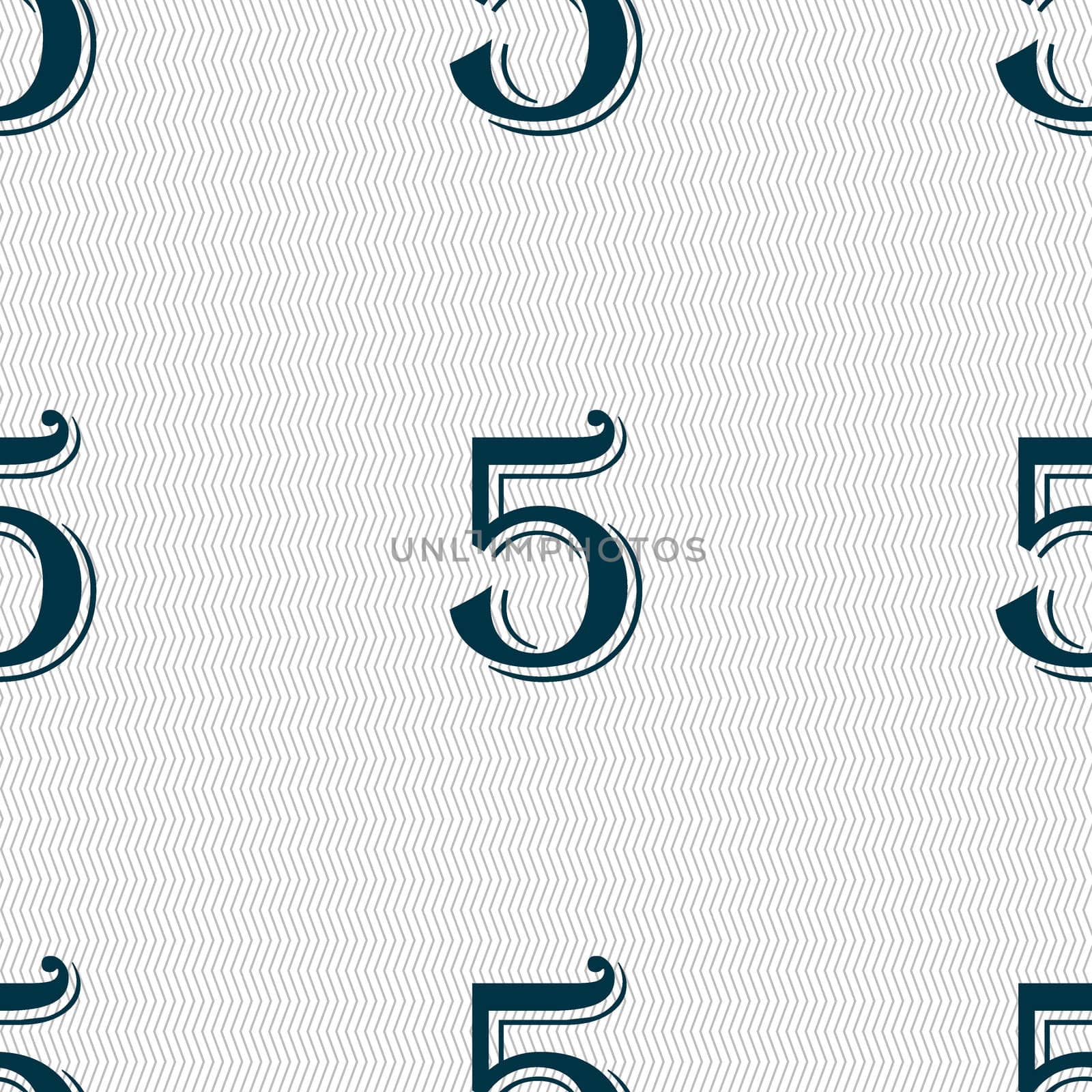 number five icon sign. Seamless abstract background with geometric shapes.  by serhii_lohvyniuk