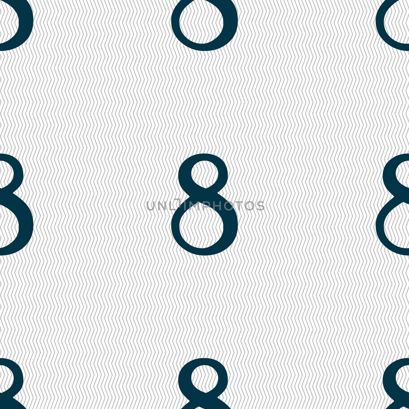 number Eight icon sign. Seamless abstract background with geometric shapes. illustration