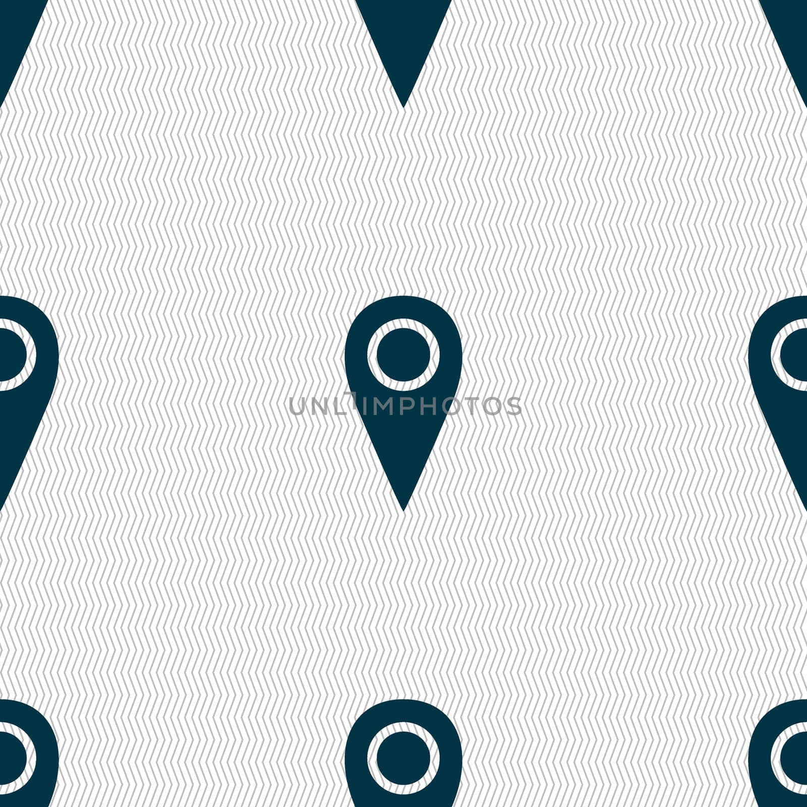 Map pointer icon sign. Seamless abstract background with geometric shapes. illustration